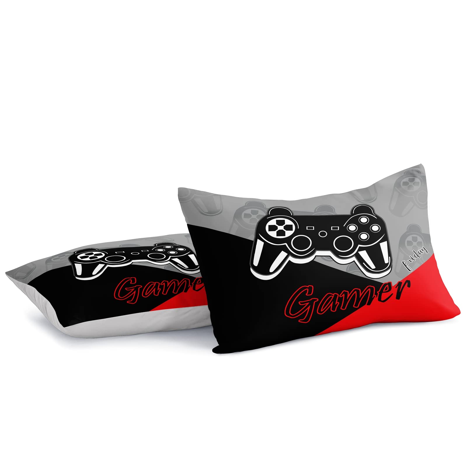Gaming Bedding Set for Boys - Game Controller Comforter & Pillowcases - Queen Size for Teen Gamers