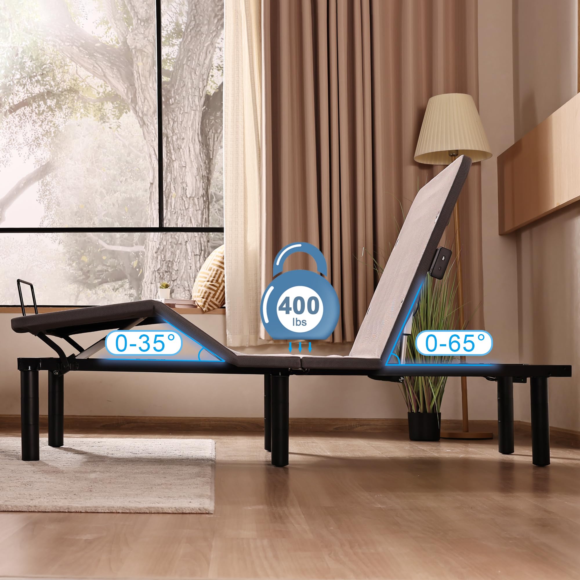 Fromann Electric Adjustable Twin XL Bed Frame with Zero Gravity & USB-C Charging - Sync to King Size - Perfect for Home, Dorm & Guest Room Comfort