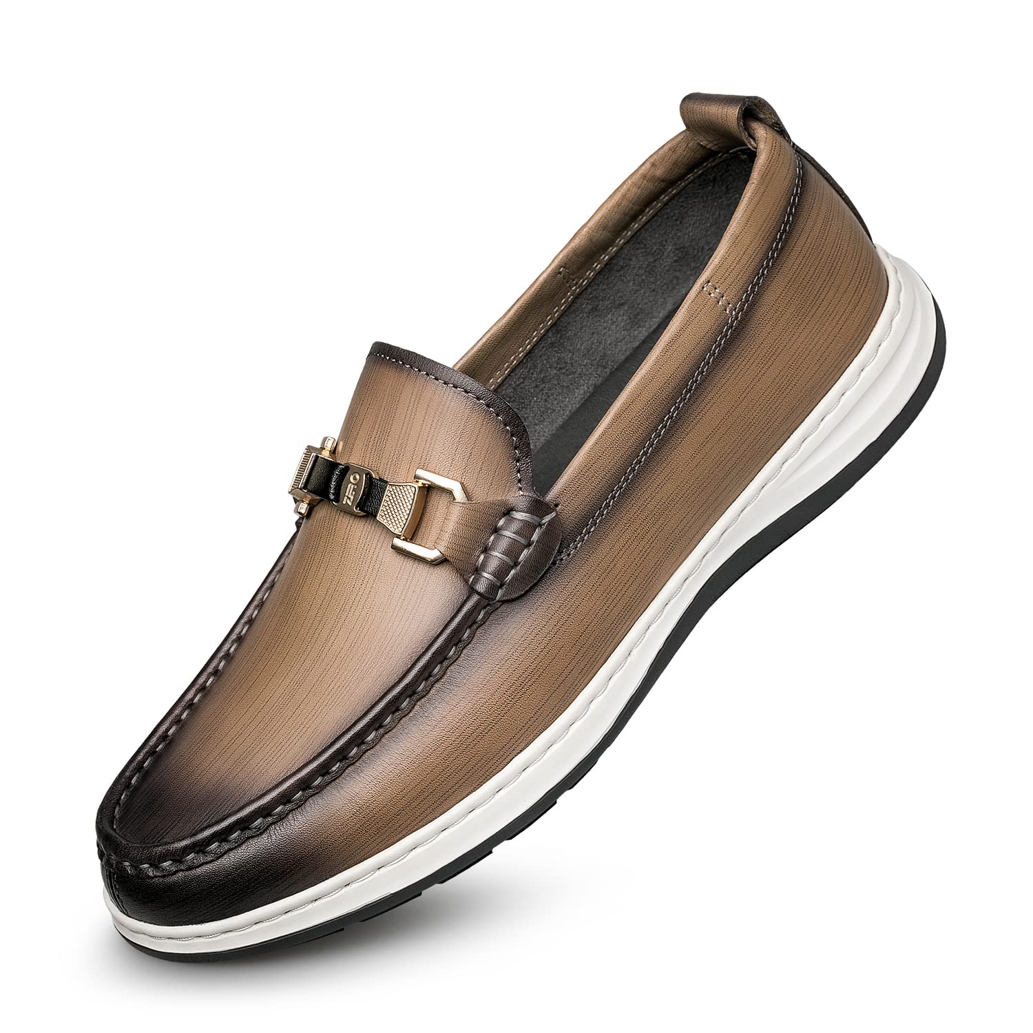 Men's Genuine Leather Platform Loafers - Slip-On Wide Width Comfort Shoes for Business Casual & Office Wear (Style R1266) | Fall 2022 Collection