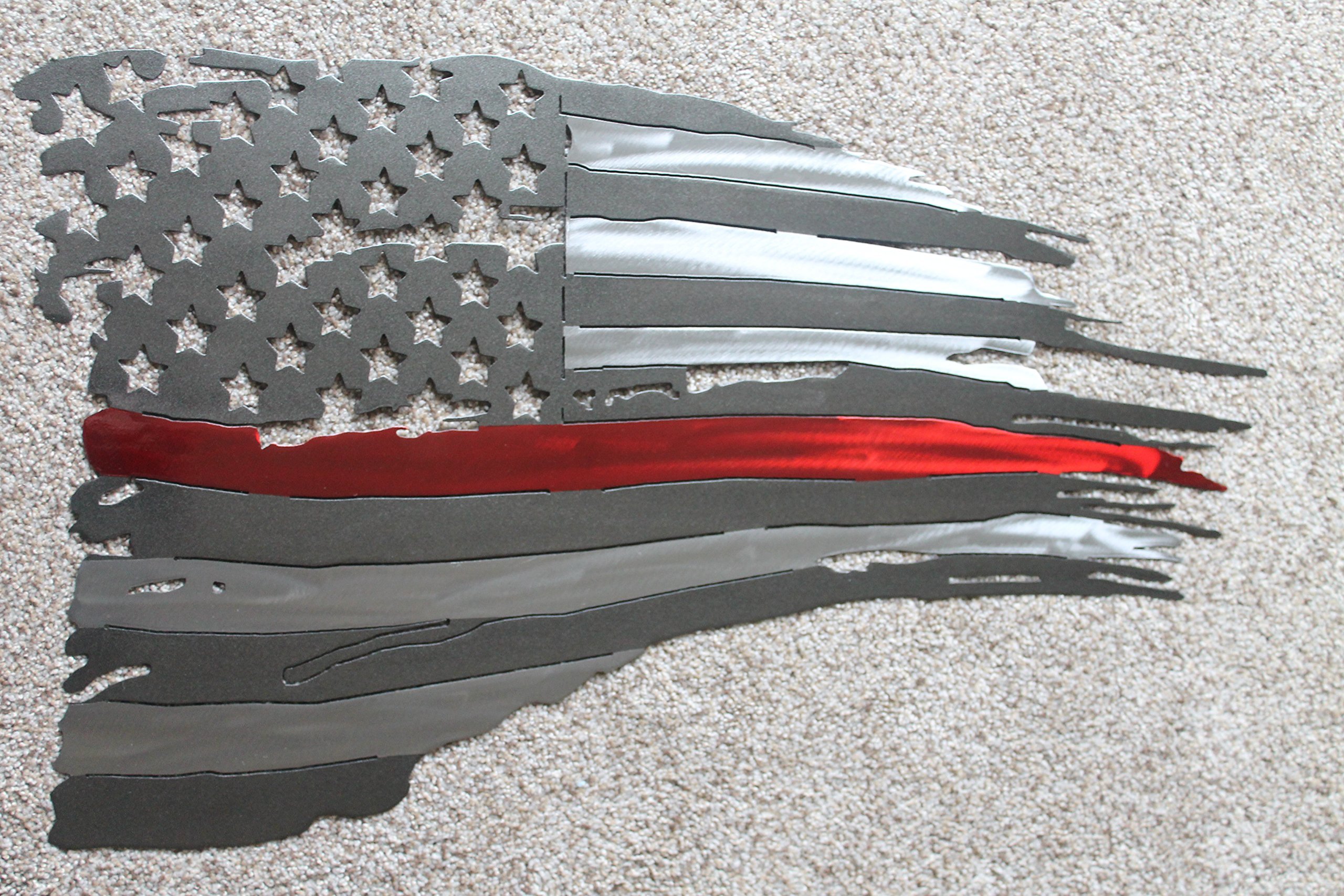 Tattered American Flag Red Line - Patriotic Outdoor & Indoor Decor for Home, Office, and Events