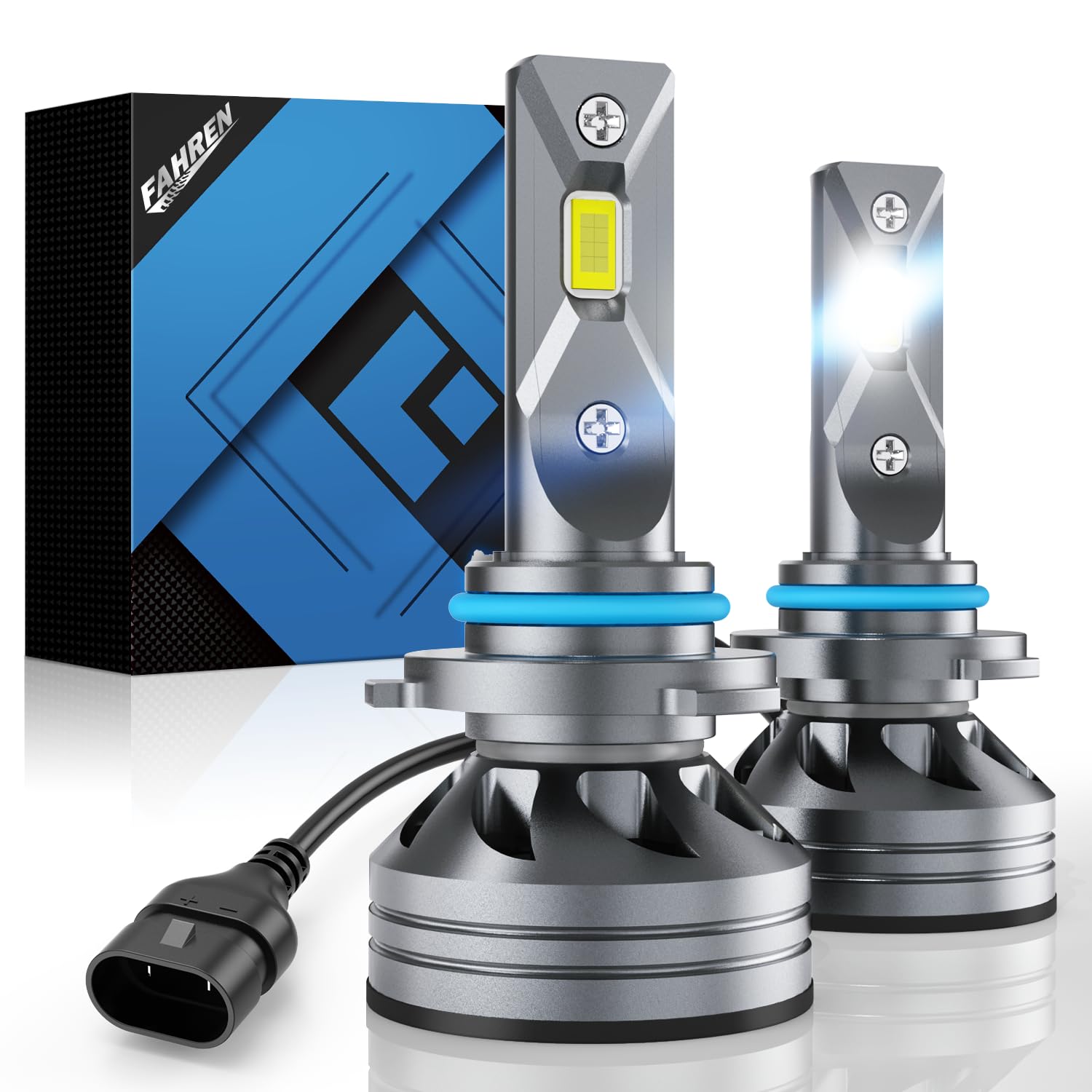 Upgraded HB3/9005 LED Bulbs - 30000LM Super Bright 6500K White Light, 7-Year Lifespan with Cooling Fan, 1:1 Size 9005 Fog Lights, CANbus-Ready Plug & Play, IP68 Waterproof (2-Pack) - Perfect for Trucks, SUVs, and Off-Road Vehicles in Foggy or Night Driving Conditions