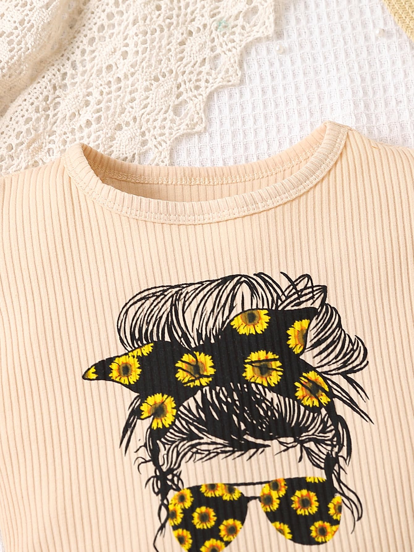 Toddler Girl Summer Outfit Set - Ruffle Sleeve Graphic Tee & Shorts | Cute Playtime & Beach Wear for Kids