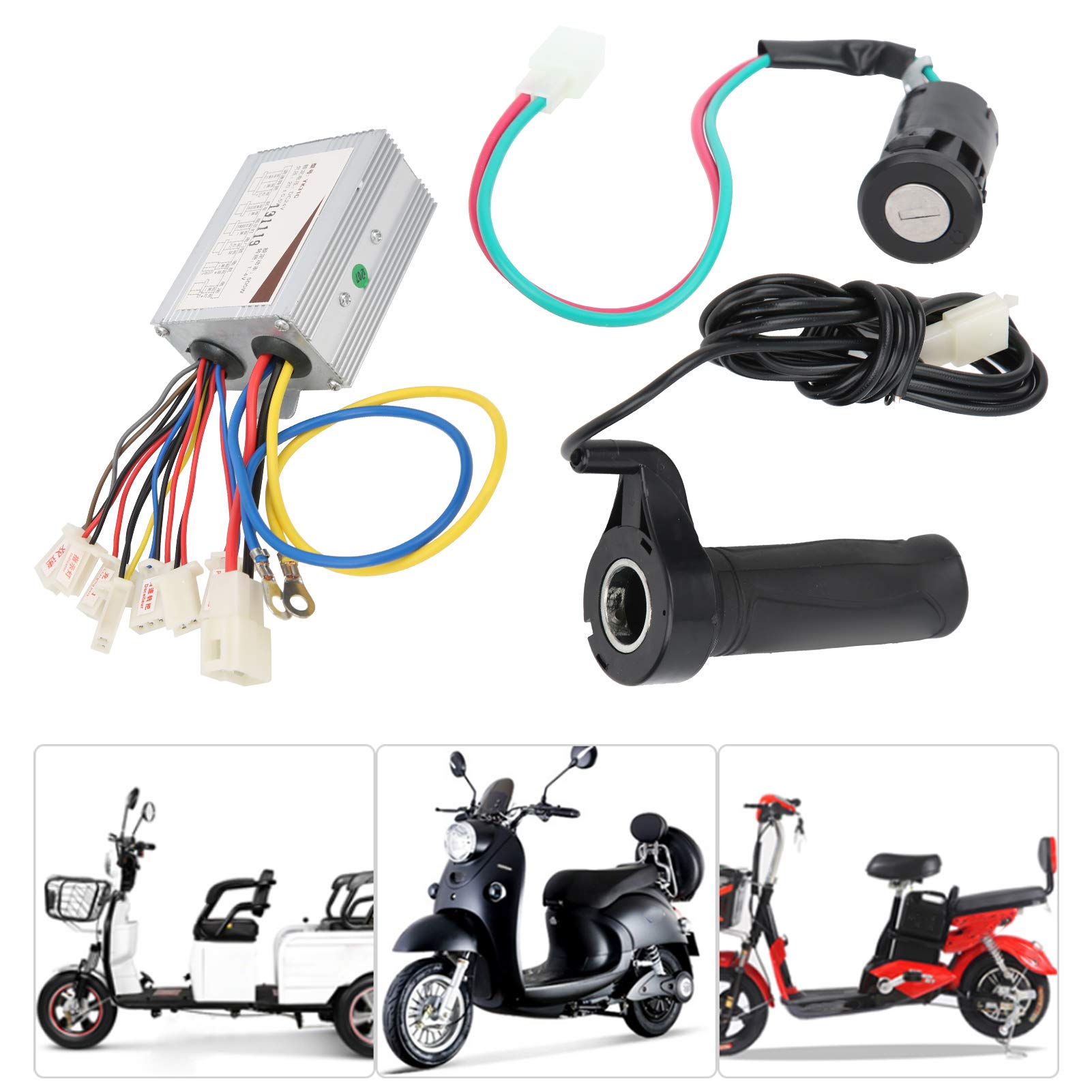VGEBY 24V 500W Aluminum Alloy Electric Scooter Throttle Grip Set with Two-Speed Controller & Door Lock - Perfect for Commuting & Urban Travel