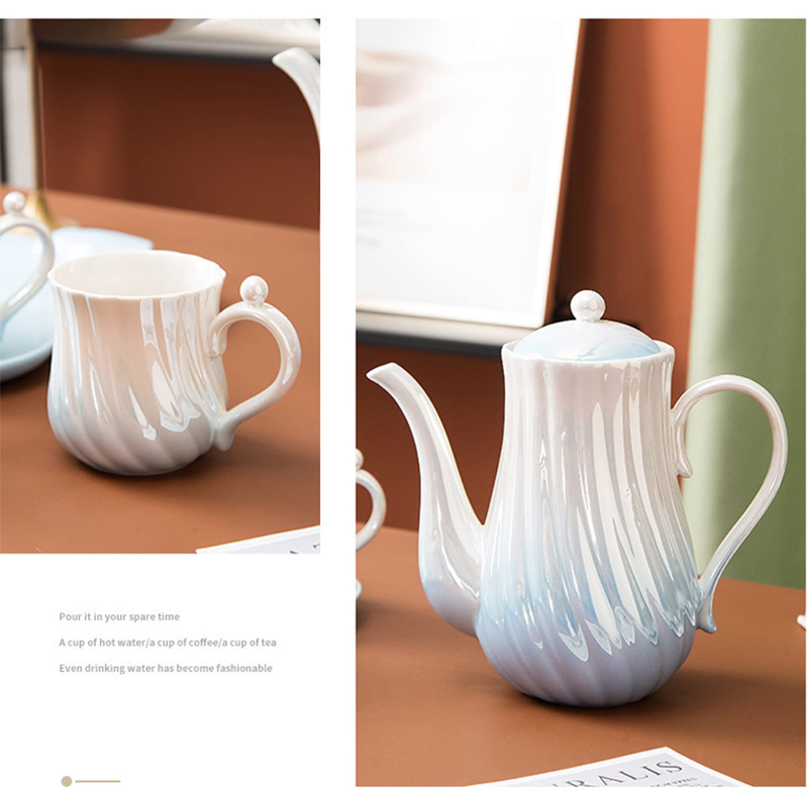 Creative Ceramic Coffee Cup & Teapot Set - Elegant Bone China Water Bottle, Seasoning Jar & Afternoon Tea Cups for Kitchen & Home Use - Perfect for Coffee Lovers, Tea Parties & Stylish Kitchen Decor