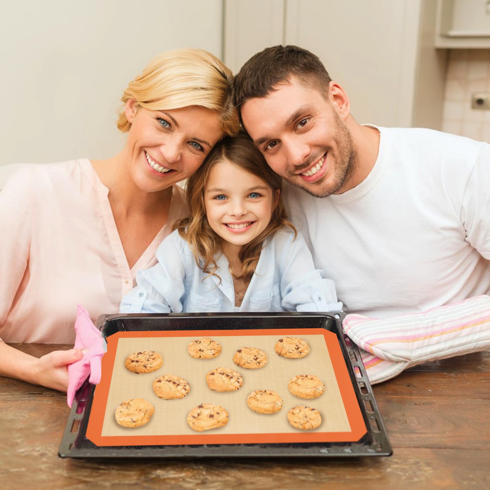 Non-Stick Silicone Baking Mat Set of 3 - Reusable Oven Baking Sheets for Cookies, Macaroons & Pastries | Dishwasher Safe & Easy Clean | Perfect for Home Baking, Cookie Decorating & Holiday Treats