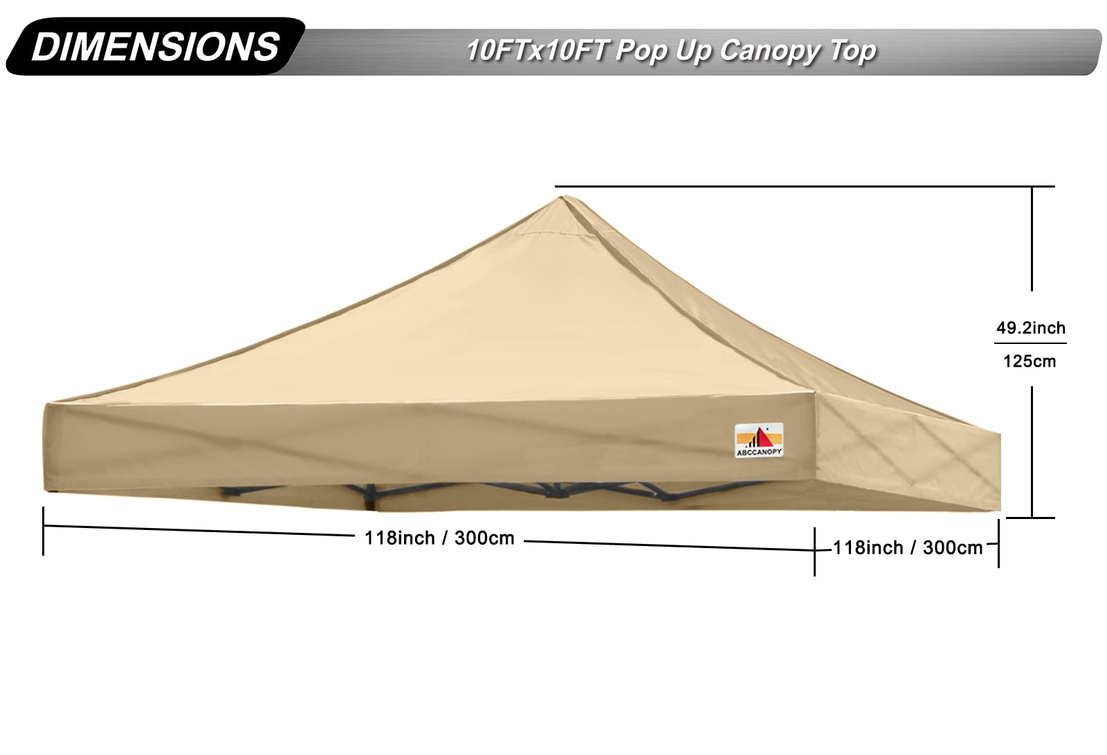 ABCCANOPY 10x10 Beige Replacement Canopy Top for Pop Up Tent - Perfect for Outdoor Events, Parties, Camping & Beach Shade