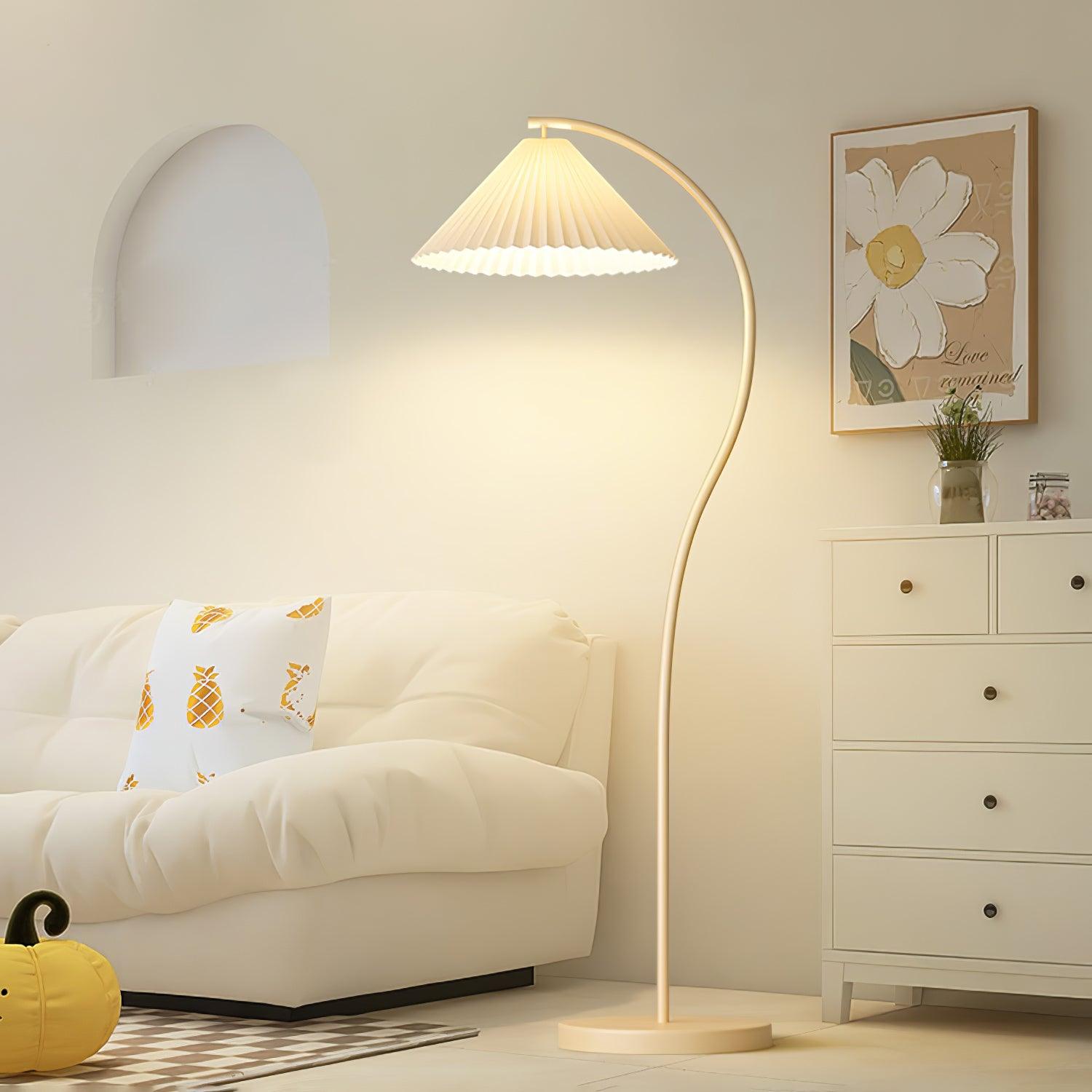 Crescini Pleated Floor Lamp - Modern LED Standing Light for Living Room, Bedroom & Office - Adjustable Brightness & Stylish Home Decor
