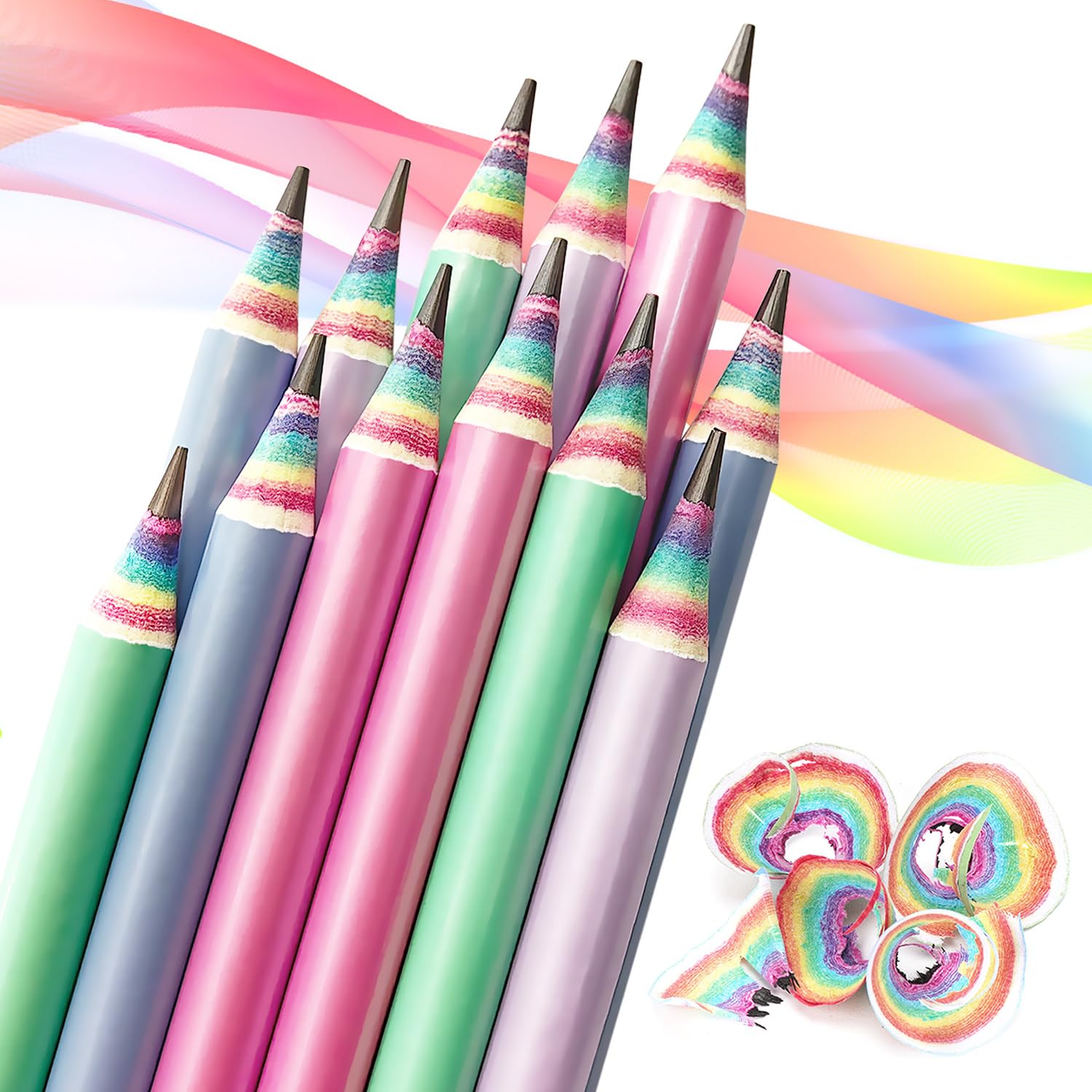 Premium Rainbow Colored Pencils #2 HB - 12 Pack Pre-Sharpened Recyclable Paper Pencils for Drawing, Writing, School & Office Use - Perfect for Art Projects, Note Taking & Gift Giving