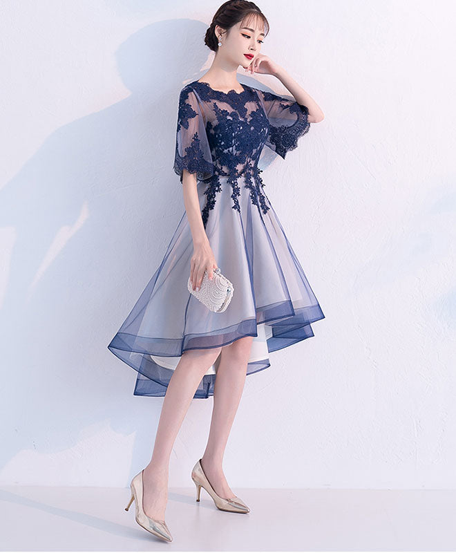 Elegant Blue Lace Tulle Short Prom Dress | Homecoming Party Gown | Perfect for Dances, Weddings & Special Occasions