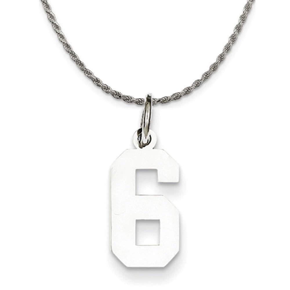 Black Bow Sterling Silver Large Polished Number 6 Necklace - Elegant Jewelry Gift for Women, Birthday, Anniversary & Special Occasions