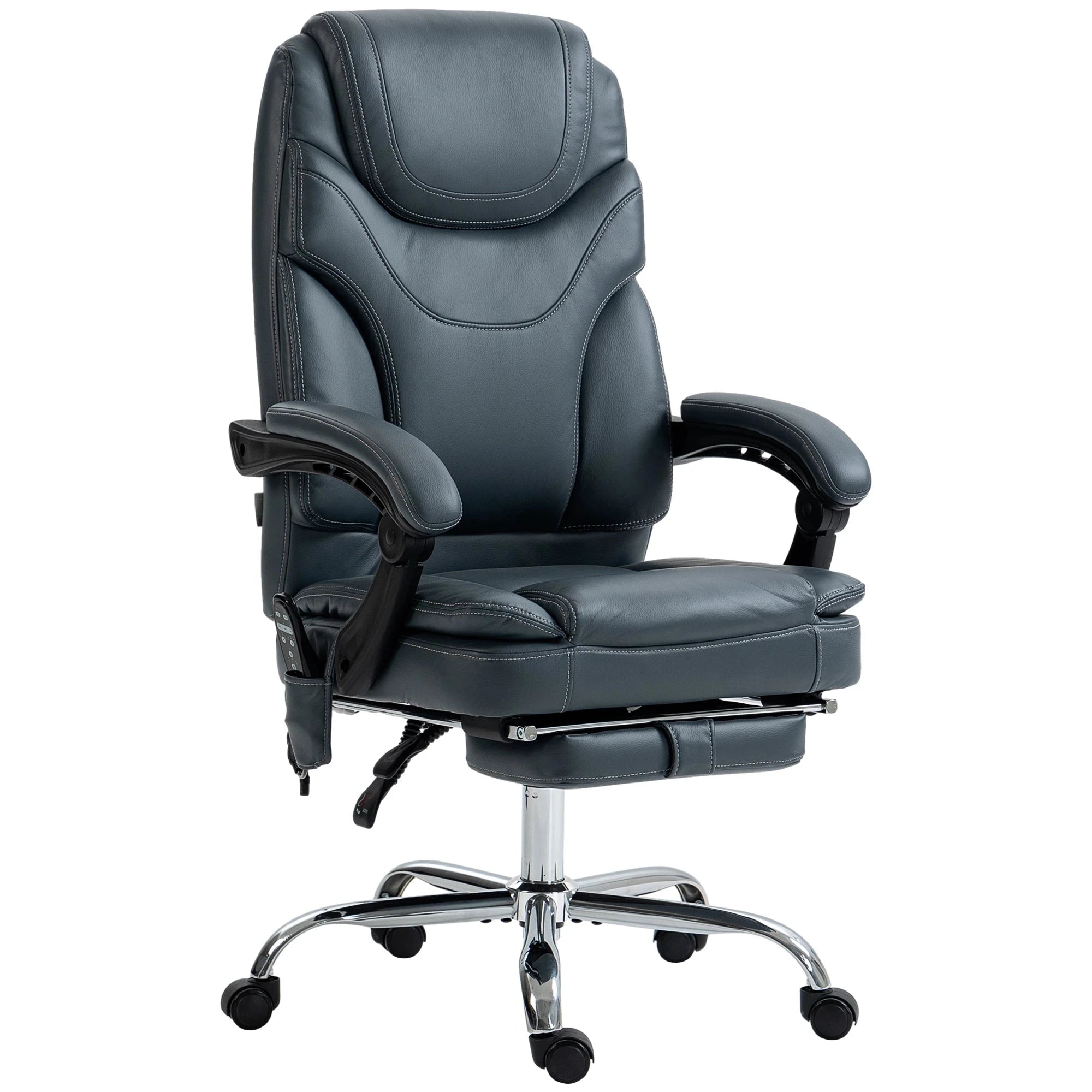 Premium Faux Leather Heated Massage Office Chair with 6-Point Vibration System - Black & Brown Options - Perfect for Home Office, Gaming, and Relaxation
