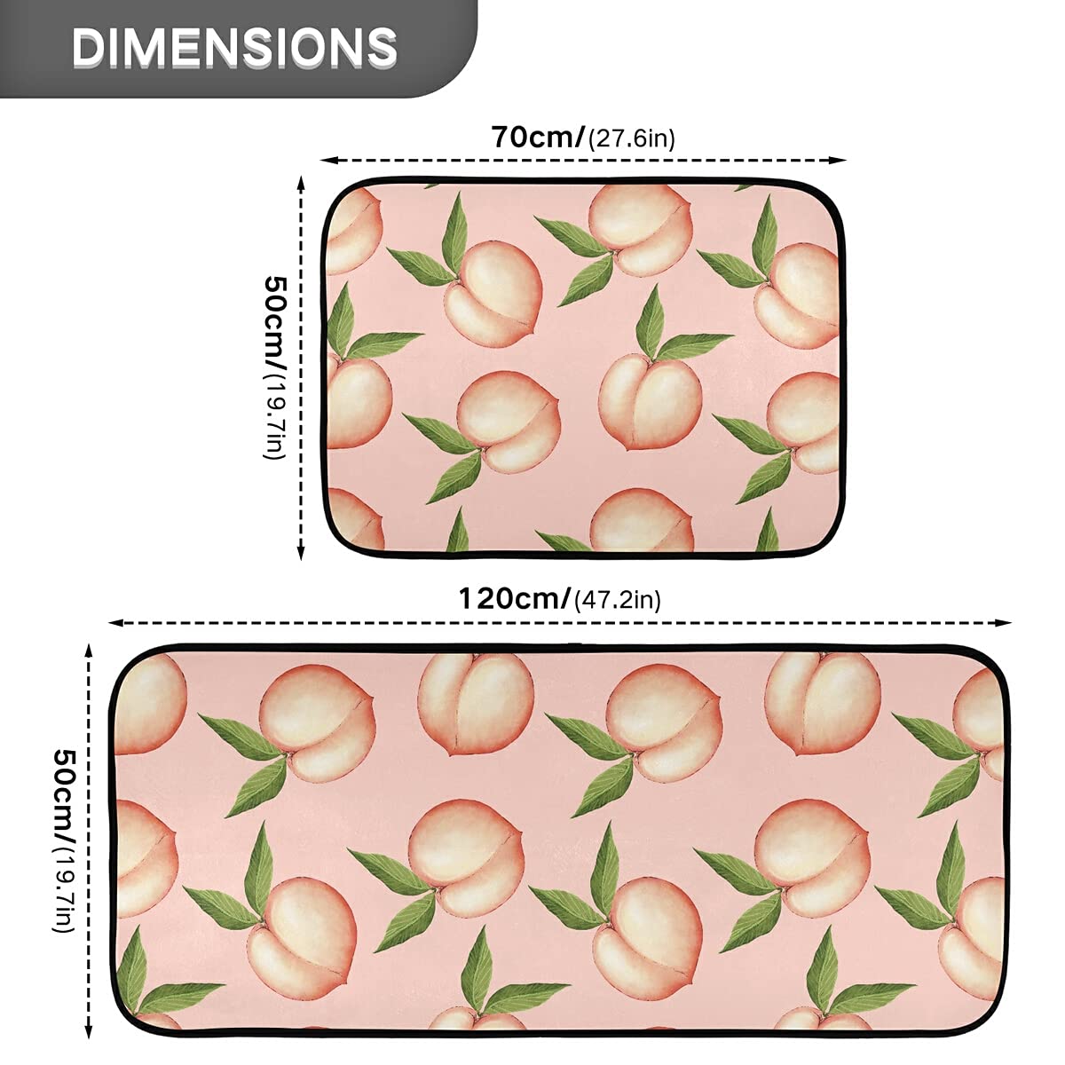 Non-Slip Washable 2-Piece Pink Peach Kitchen Rugs Set - Soft Floor Mats for Sink, Laundry & Home Decor - Perfect for Kitchens, Bathrooms & Entryways