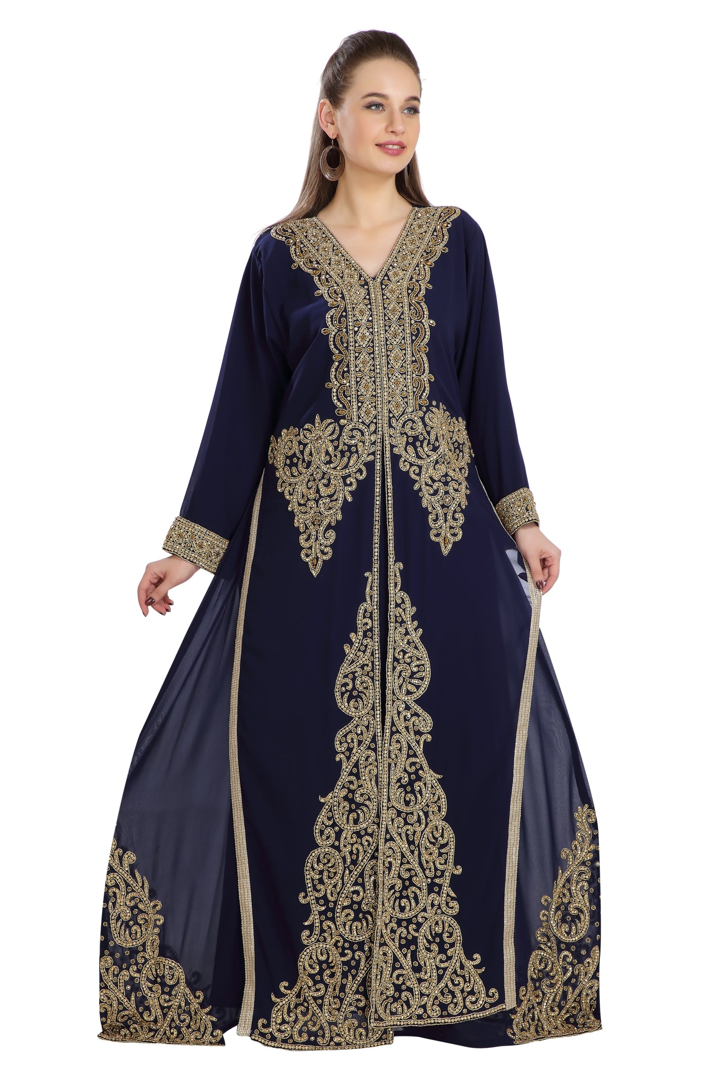 Luxury Jalabiya Gown - Elegant Kaftan Dress for Women | Boho Chic Maxi Dress for Beach, Wedding & Special Occasions
