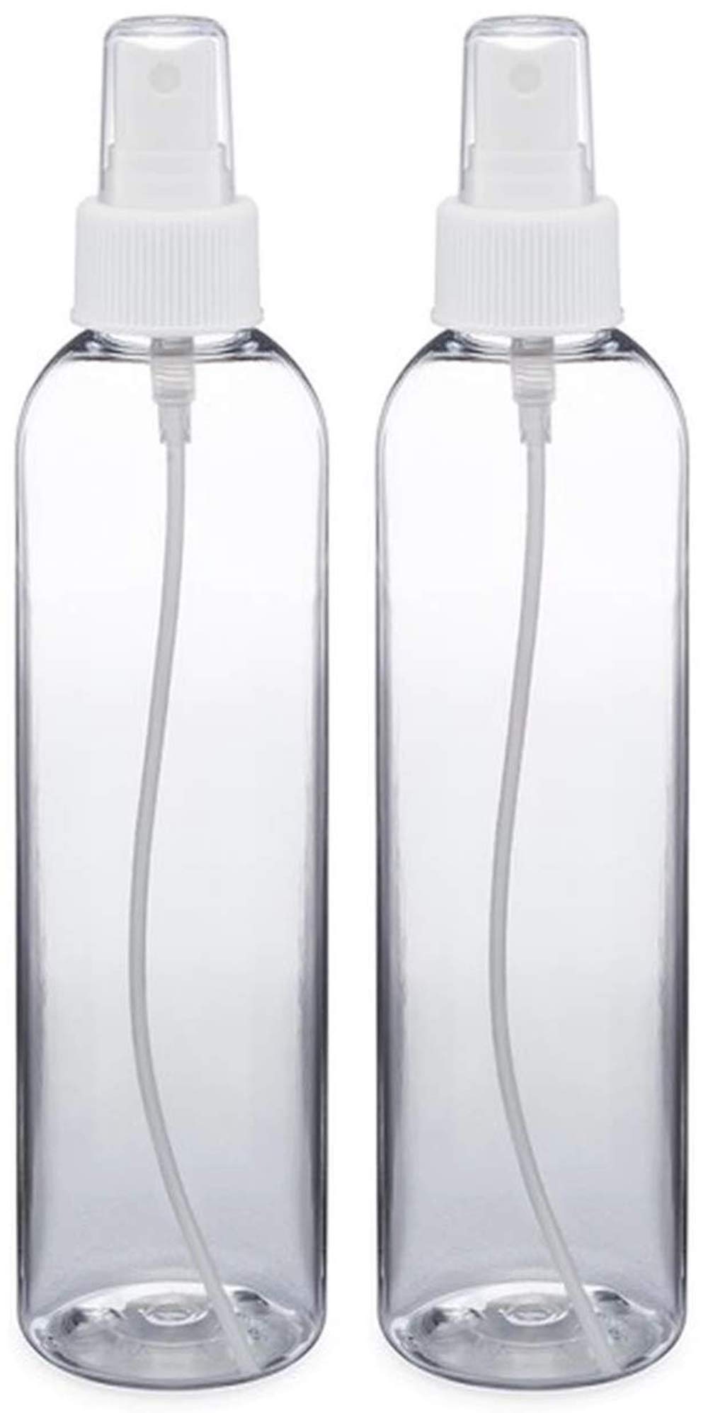 mastBus 100ml Empty Perfume Spray Bottles (Set of 2) - Fine Mist Nozzle for Hair, Face, Plants & Hand Sanitizer - Portable Refillable Travel Bottles for Cosmetics, Essential Oils & Kitchen Use - Transparent Plastic Container