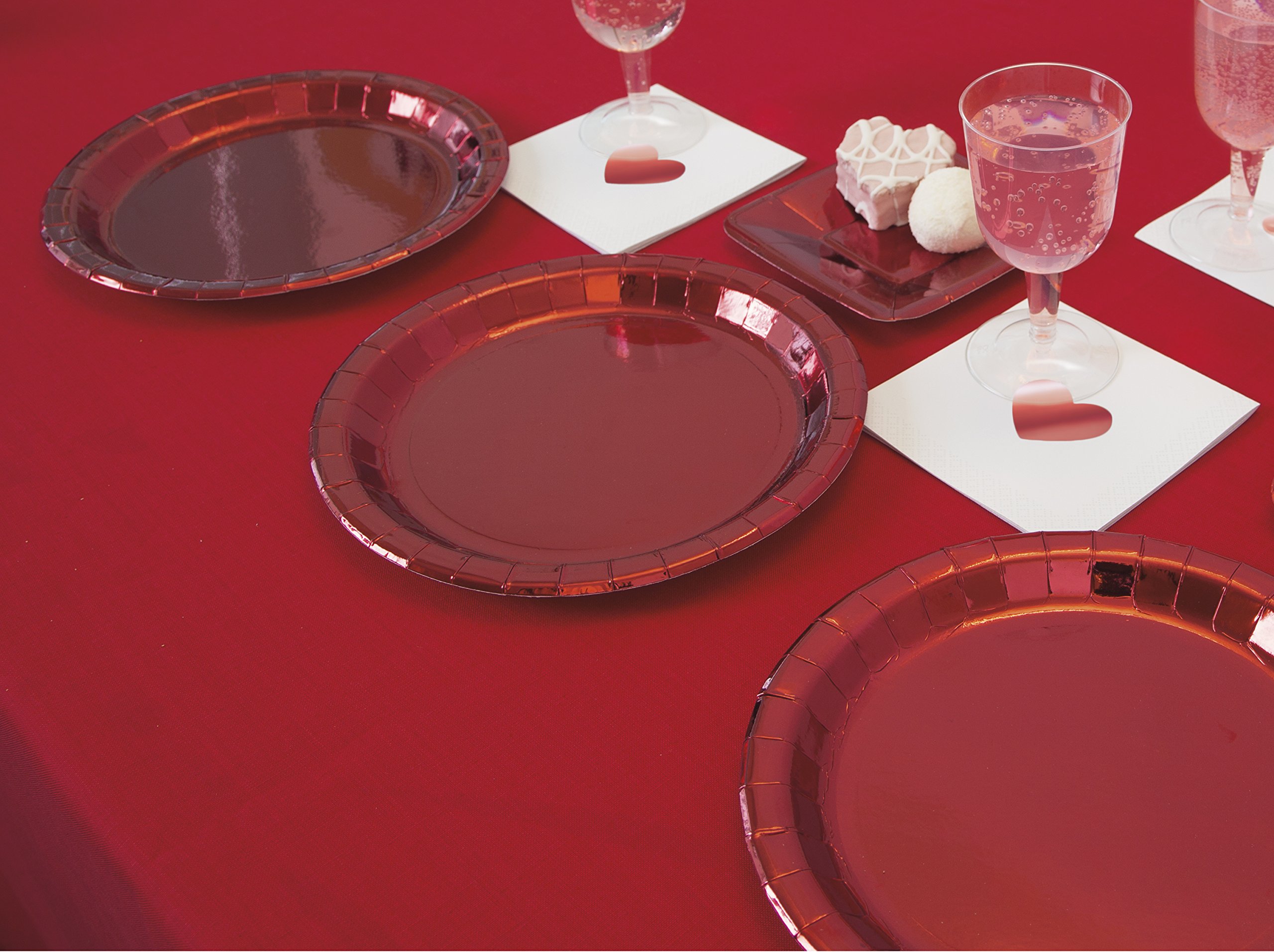 Unique Industries 9-Inch Red Plastic Dinner Plates - Durable Disposable Tableware for Parties, BBQs, Picnics & Events