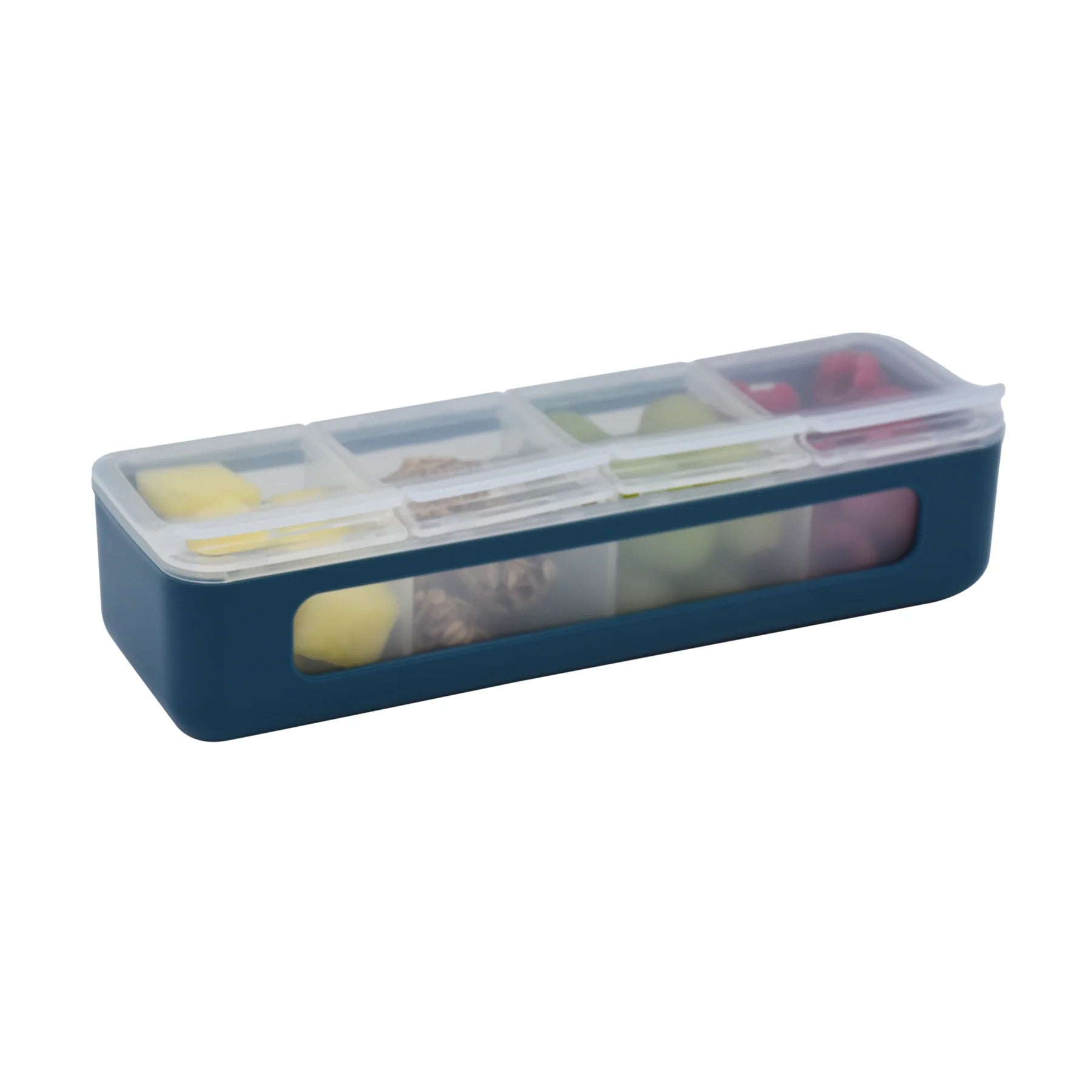 Melii Luxe Snackle Box - 4 Compartment Bento Lunch Box with Lid, Blue | Perfect for School, Office, Picnics & Travel | BPA-Free Food Storage Container