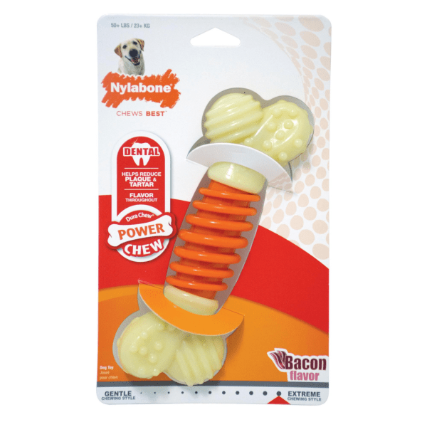 Nylabone PRO Action Dental Power Chew - Durable Dog Chew Toy for Aggressive Chewers | Promotes Dental Health | Great for Large & Medium Dogs | Indoor & Outdoor Play