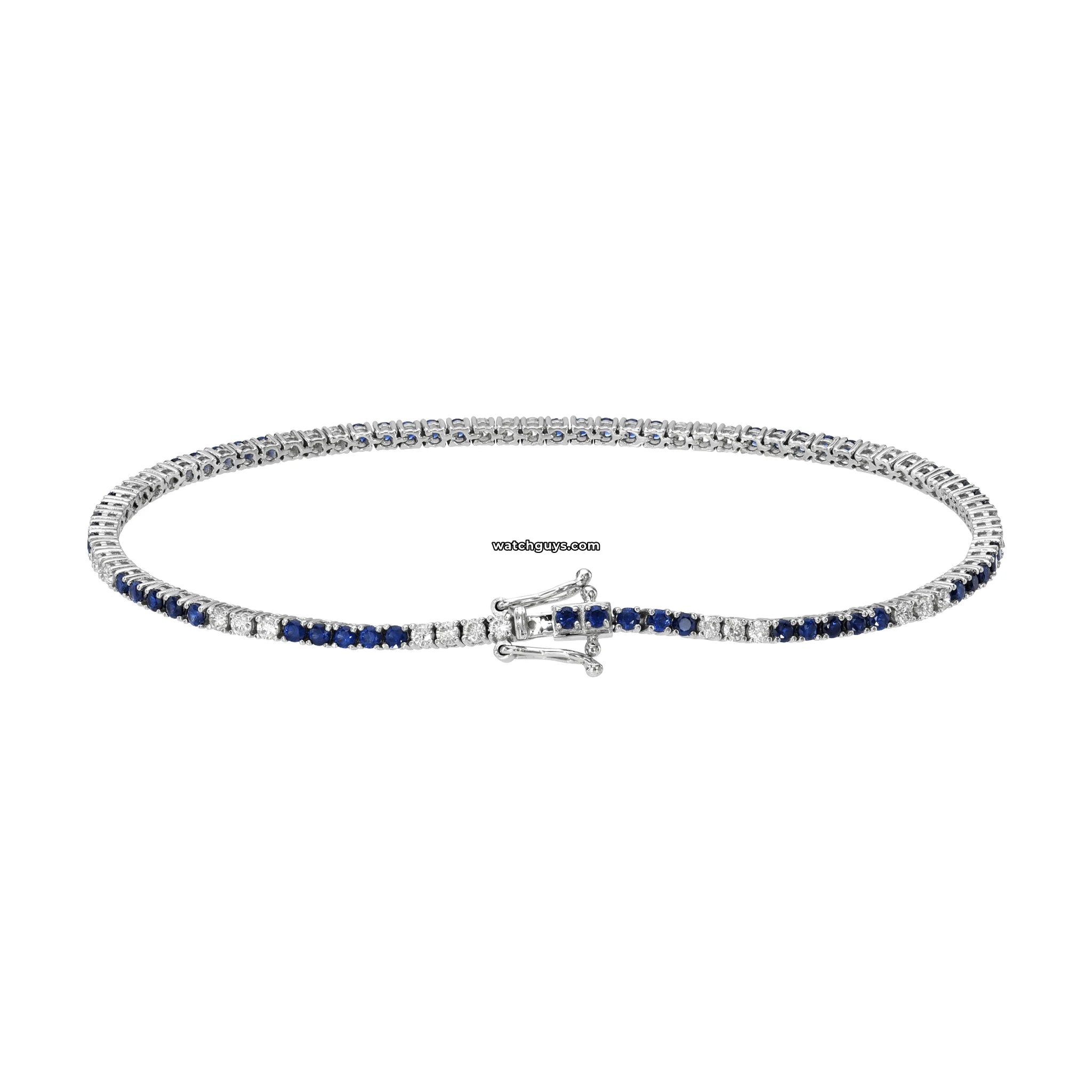 14K White Gold Sapphire and Diamond Tennis Bracelet - 2.25 Carat TW, Elegant Jewelry Gift for Women, Perfect for Weddings, Anniversaries & Special Occasions