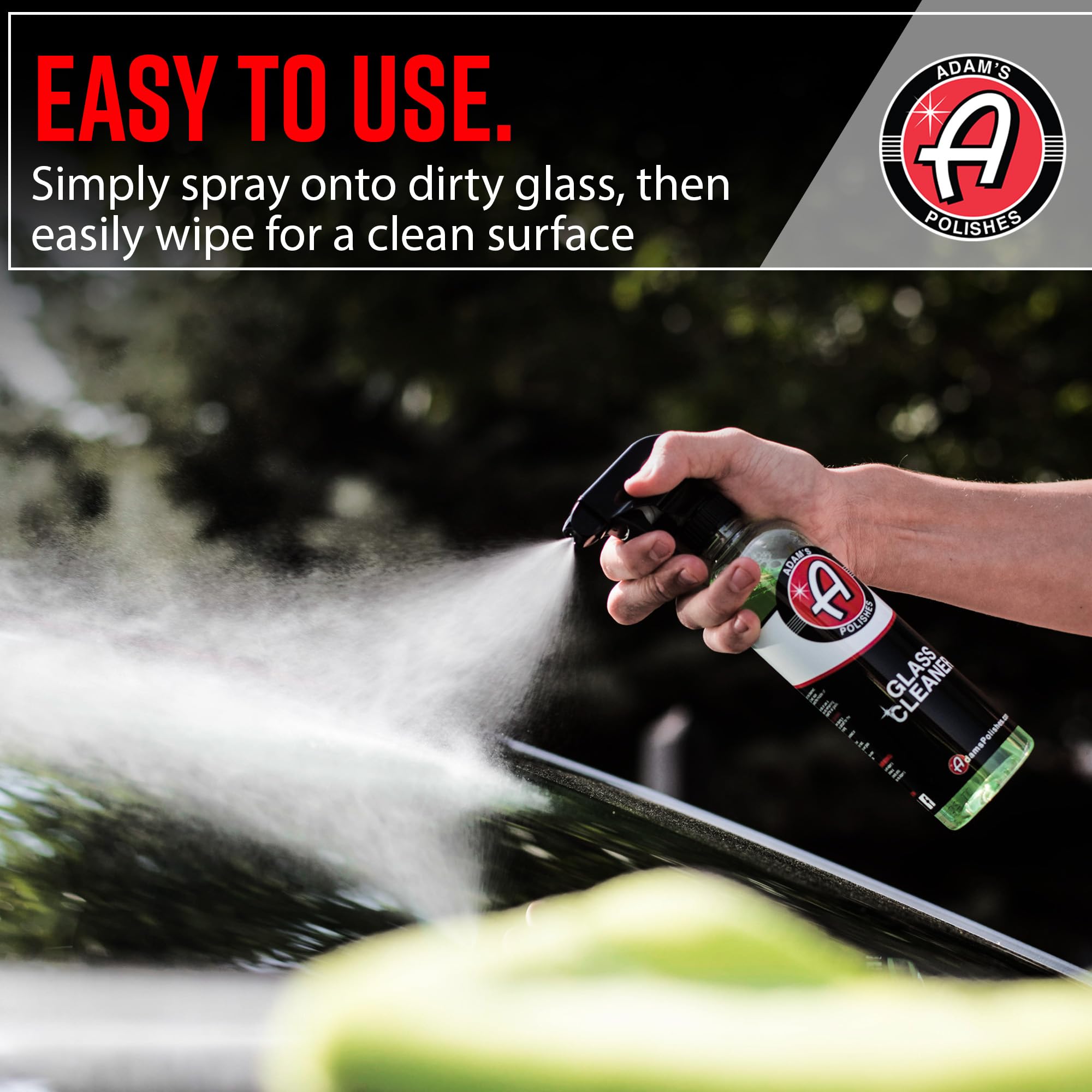 Adam's Polishes Premium Glass Cleaner - All-Natural Streak-Free Formula for Car Windows, Windshields & Mirrors | Safe for Tinted & Non-Tinted Glass | Won’t Strip Wax or Paint Protection | Perfect for Car Detailing, Auto Wash & Home Glass Cleaning