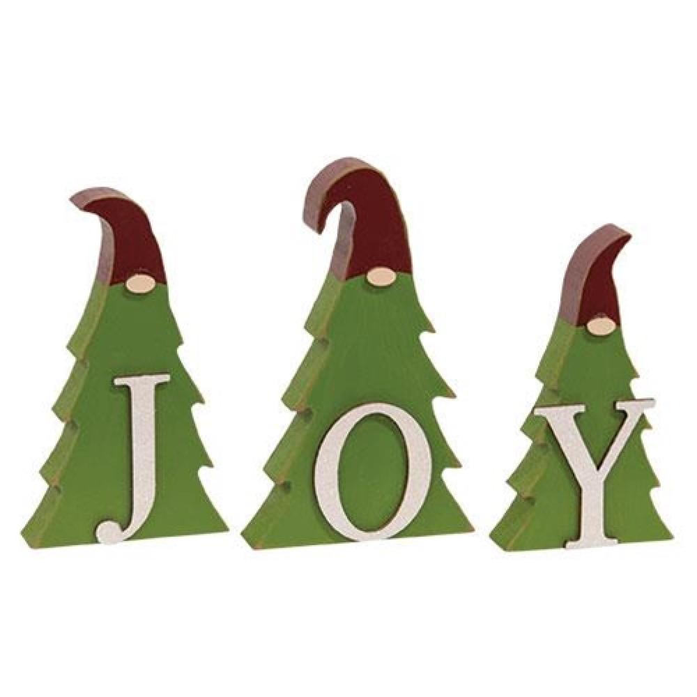 3-Pack Joy Tree Gnome Sitters - Christmas Garden Decorations for Outdoor Lawn, Patio, and Holiday Yard Decor