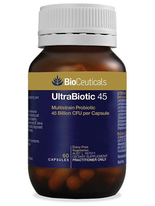 BioCeuticals UltraBiotic 45 - Premium Probiotic Supplement for Gut Health & Immune Support | 45 Billion CFU | Digestive Wellness & Immune Booster | Ideal for Daily Use, Travel & Post-Antibiotic Recovery