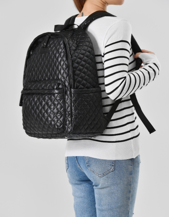 Tosca MET981 Metro Fashion Quilted 15 Inch Laptop Backpack for Women & Men - Lightweight Water-Resistant College School Travel Business Backpack - Black (Perfect for Work, Commuting & Daily Use)