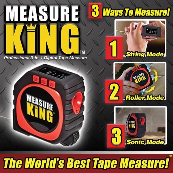 Measure King 3-in-1 Digital Tape Measure with Laser Distance Meter, Auto-Lock Function & Backlit LCD Display - Perfect for Construction, DIY Projects, Home Renovation and Professional Use