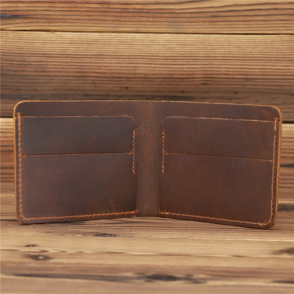Slim Minimalist Leather Wallet for Men & Women - Compact Bifold Front Pocket Credit Card Holder (Brown, 12x9.5x2cm) - Perfect for Travel, Everyday Carry & RFID Protection