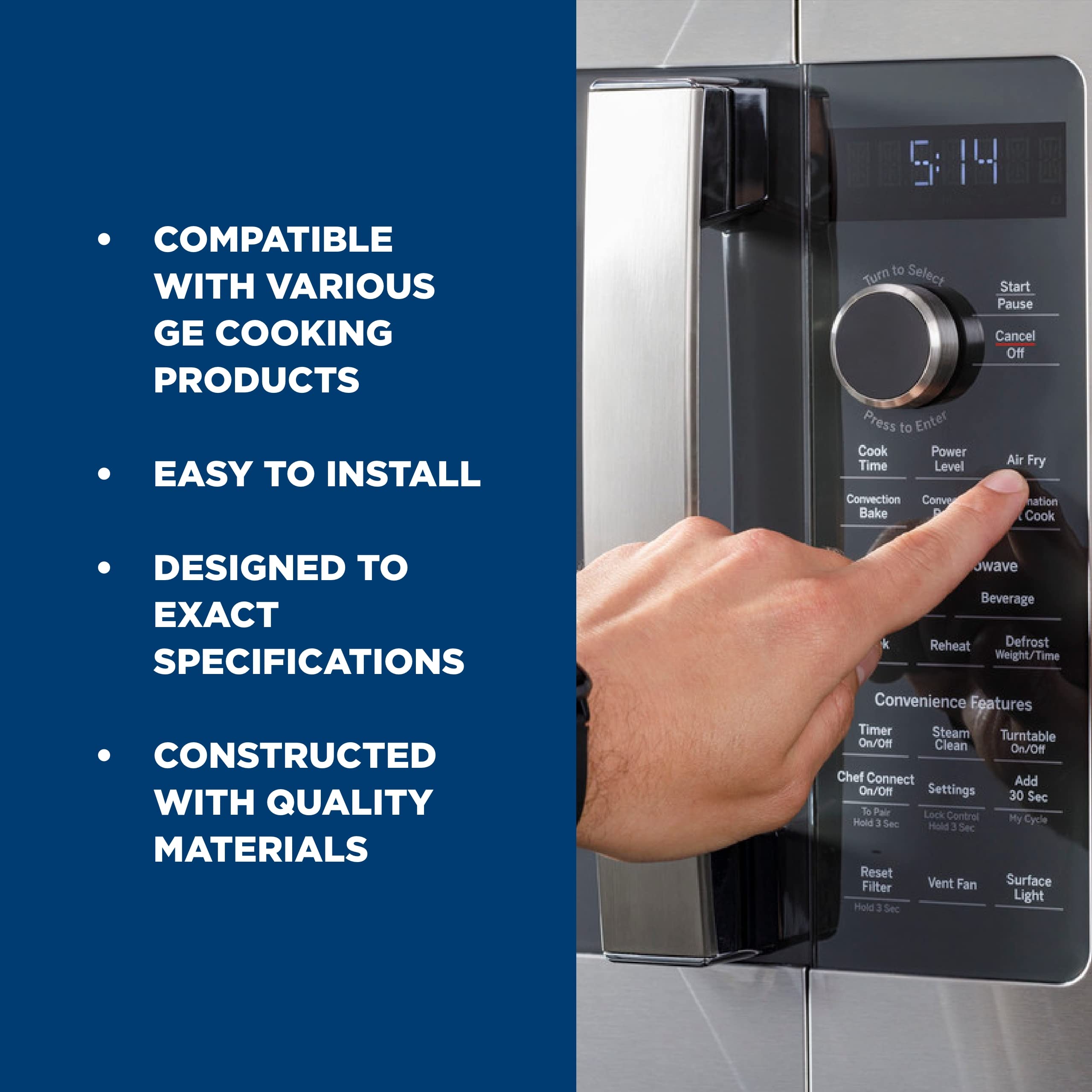 GE Appliances WB15X10265 Stainless Steel Microwave Door Handle Replacement - Compatible with Select GE Microwave Models, Durable & Easy to Install for Kitchen Appliance Repair