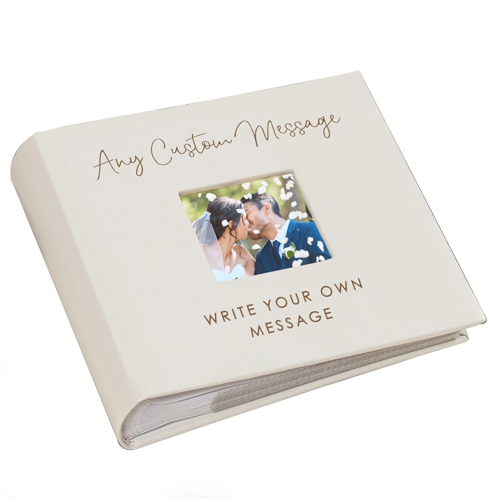 Personalized Photo Album - Custom Engraved Scrapbook Holds 200 4x6 Photos | Leatherette Cover with Laser Engraving | Add Your Own Message | Perfect for Weddings, Anniversaries & Family Memories