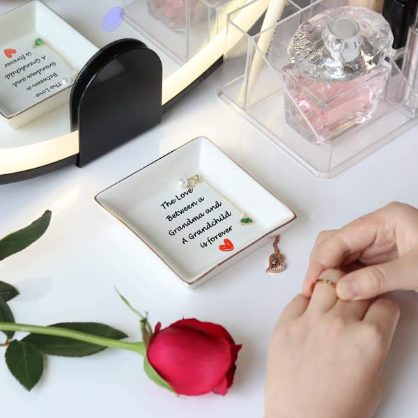 Best Mother's Day Gifts for Grandma - Jewelry Ring & Trinket Dish Tray - Thoughtful Presents from Grandchildren - Perfect Birthday Gift Idea for Grandmother - Great for Home Decor & Jewelry Storage