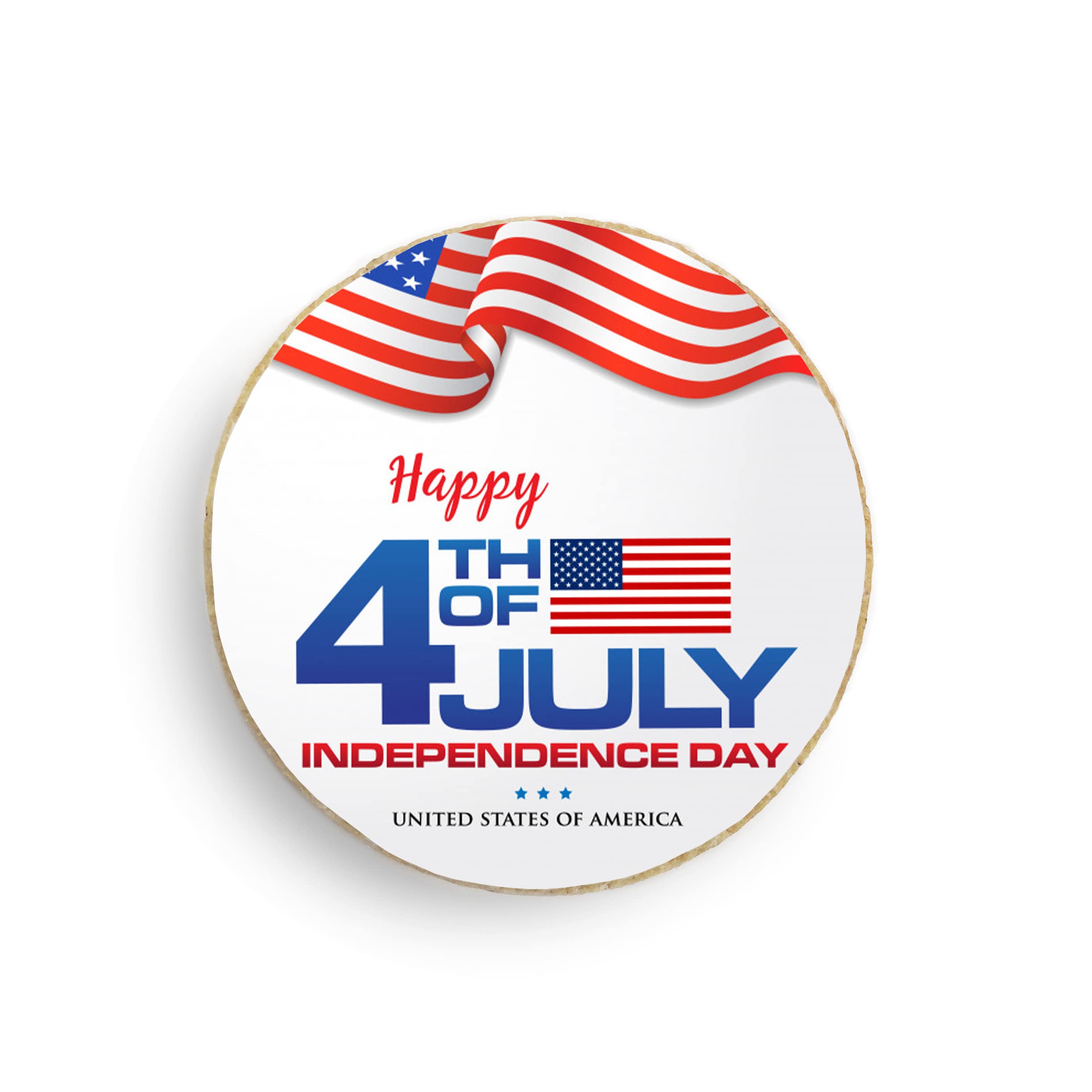 Round Independence Day Custom Cookies - 4 Pack with Personalized Decorations (Design #3) - Perfect for Patriotic Celebrations, Parties, and Gifts