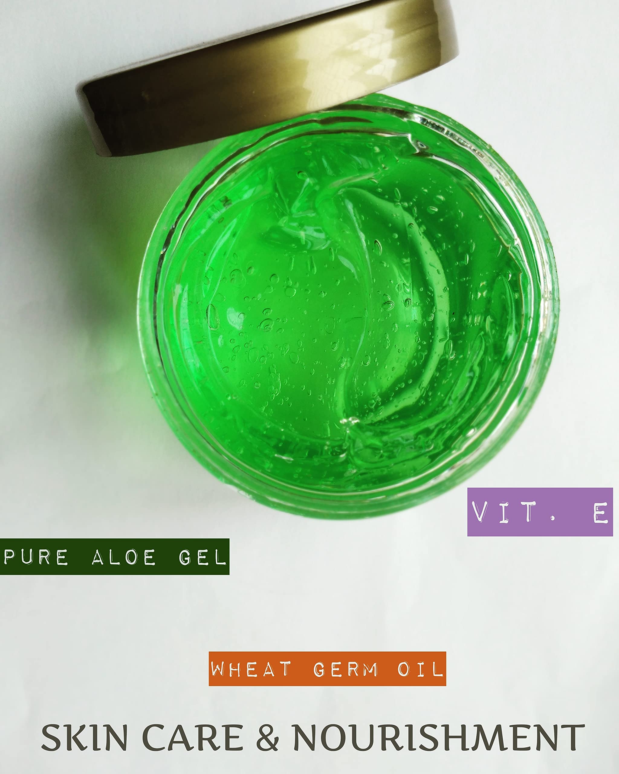 Verynutri Aloe Vera Skin Gel with Green Tea & Wheat Germ Oil - 200g Paraben Free & Sulfate Free - Soothes Sunburn, Hydrates Dry Skin, Reduces Acne & Skin Irritation