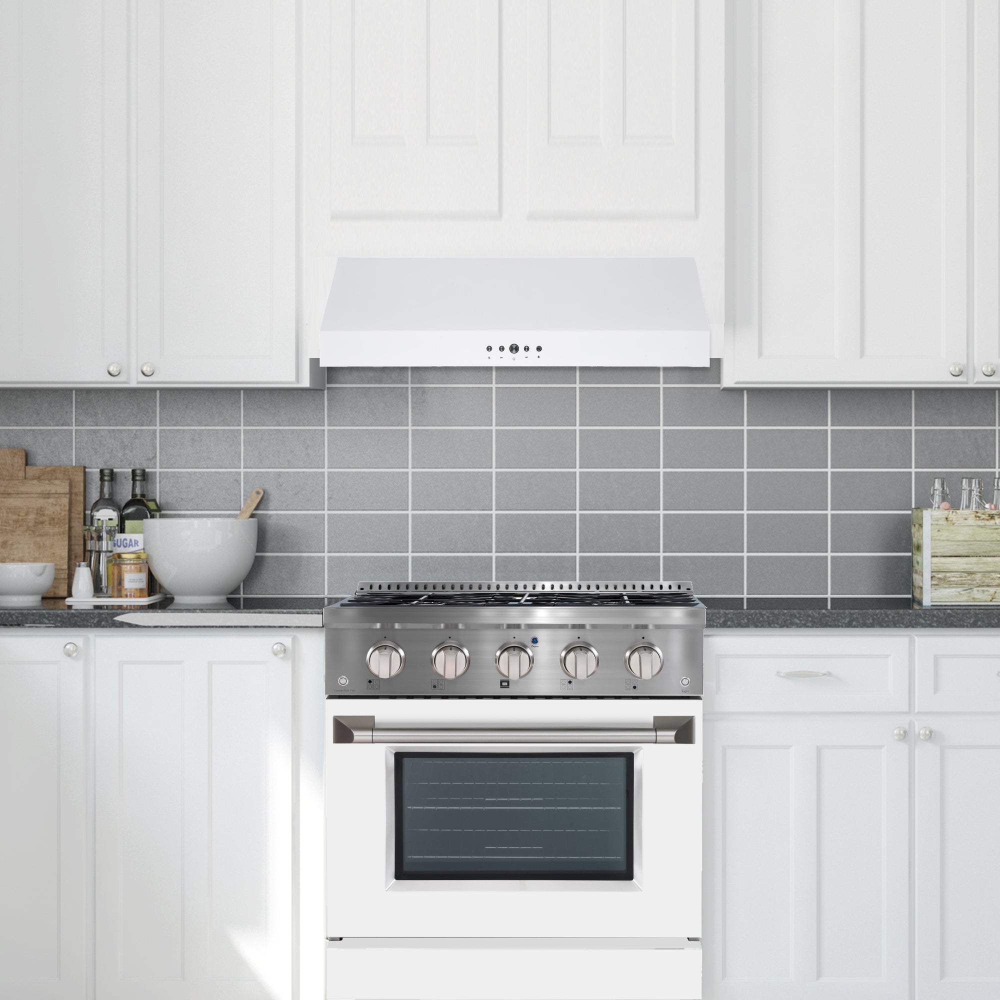 Ancona 30 Inch Ducted Under Cabinet Range Hood in White - Powerful Kitchen Ventilation for Smoke & Odor Removal - Perfect for Home Cooking, Baking & Grilling