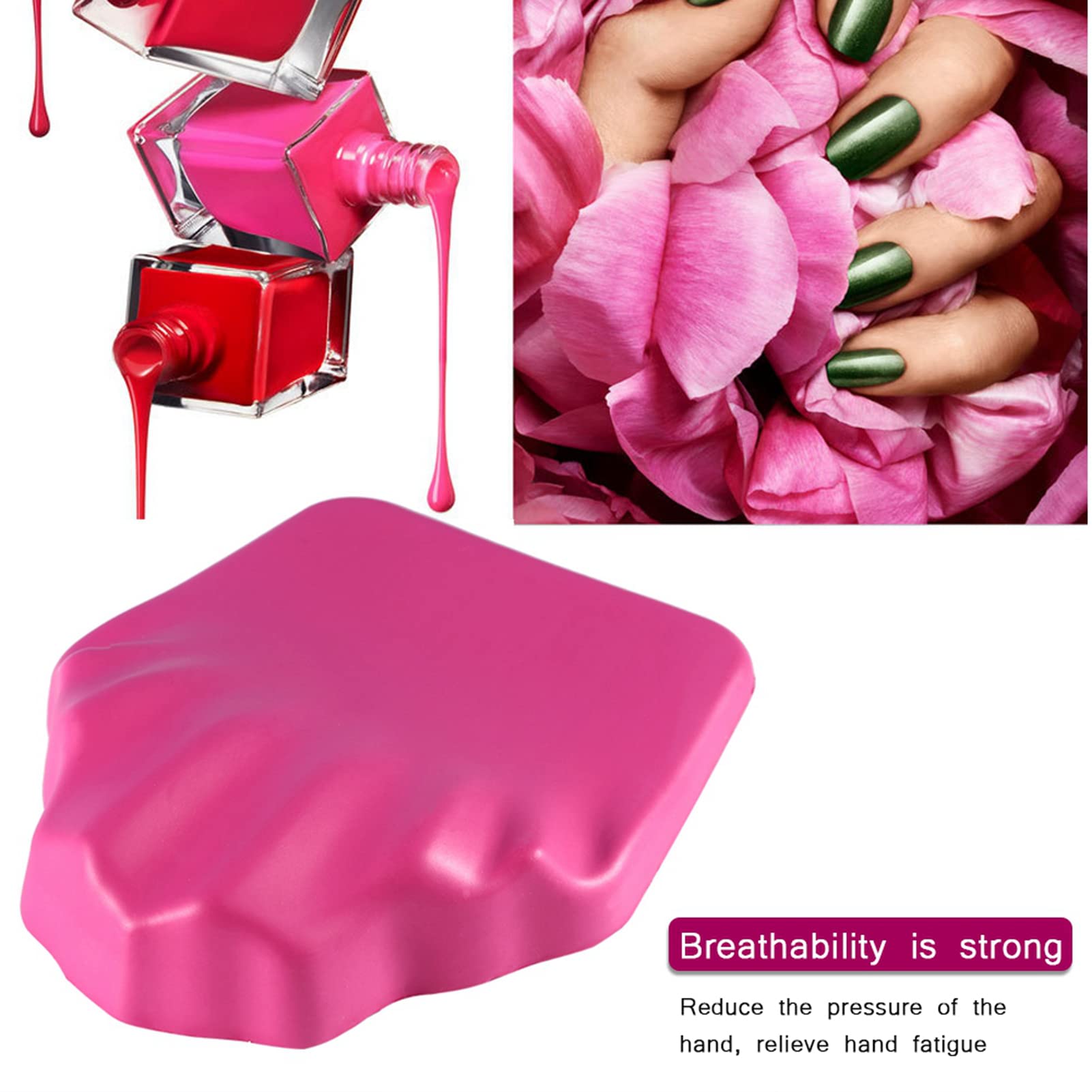 **Anti-Slip Manicure Hand Rest Pillow - Pink Nail Art Cushion for Gel & Acrylic Nails | Portable DIY Manicure Holder for Home & Salon Use**    *(Use Case: Perfect for nail technicians, DIY manicures at home, salon professionals, and gel/acrylic nail application.)*