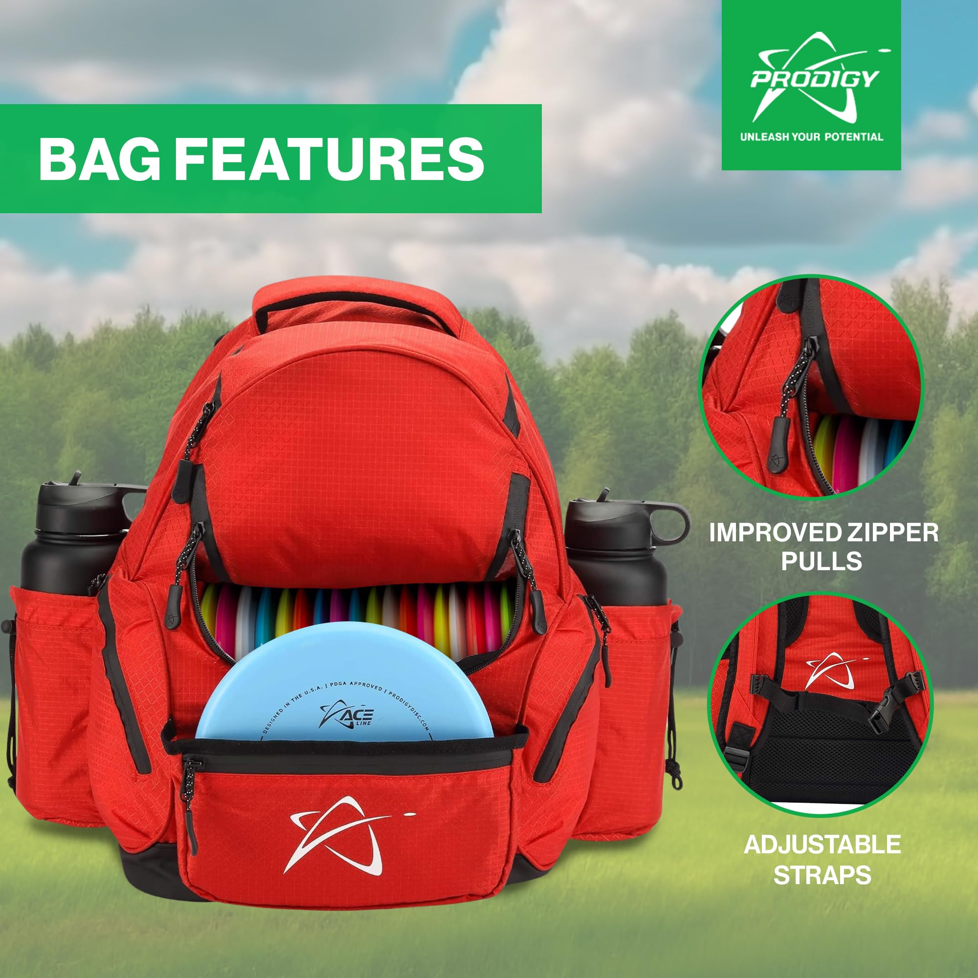 **Prodigy Disc Golf BP-3 V3 Backpack – Durable & Water-Resistant Disc Golf Bag – Holds 17+ Discs with Extra Storage – Perfect for Beginners & Travel – Ideal for Tournaments, Practice & Outdoor Adventures**