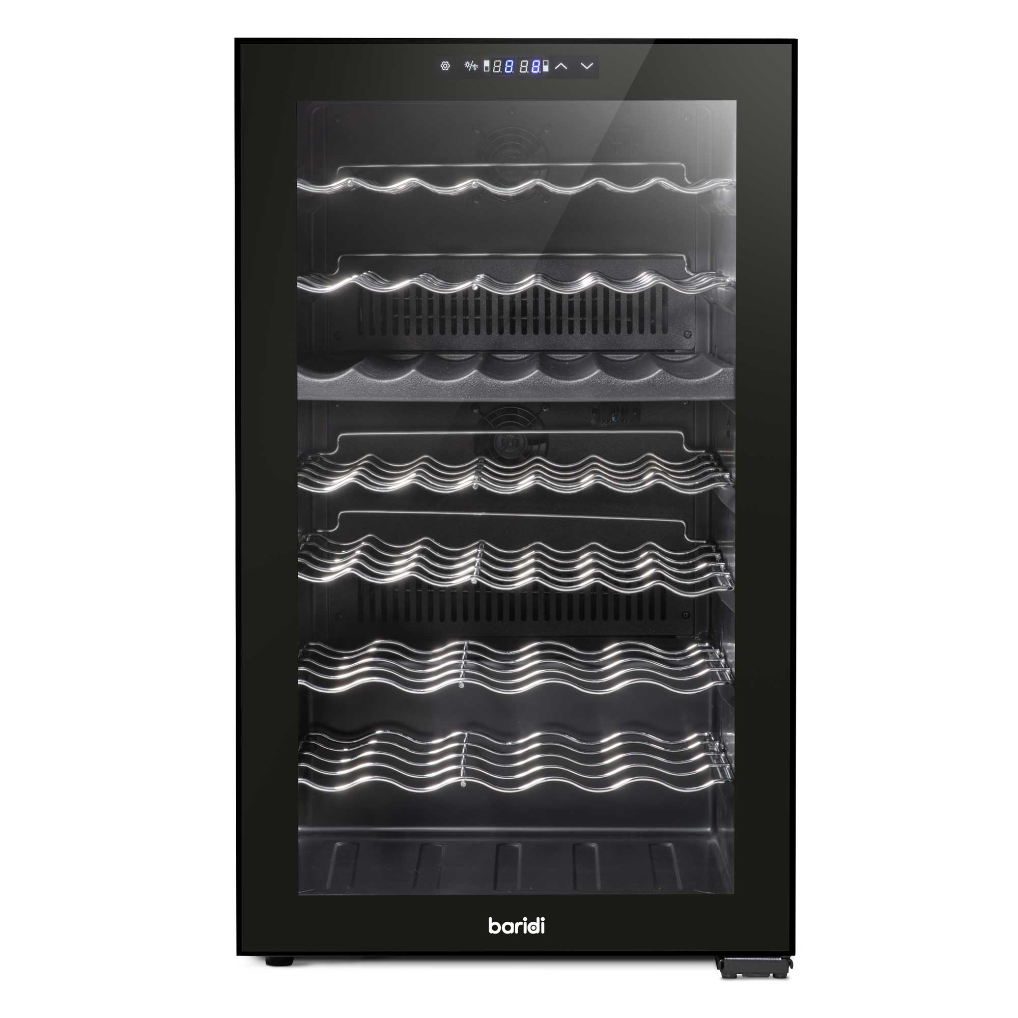 Baridi 52 Bottle Dual Zone Wine Cooler Refrigerator with Touch Controls & LED Display - Black (DH236) - Perfect for Home Bars, Restaurants, and Wine Cellars