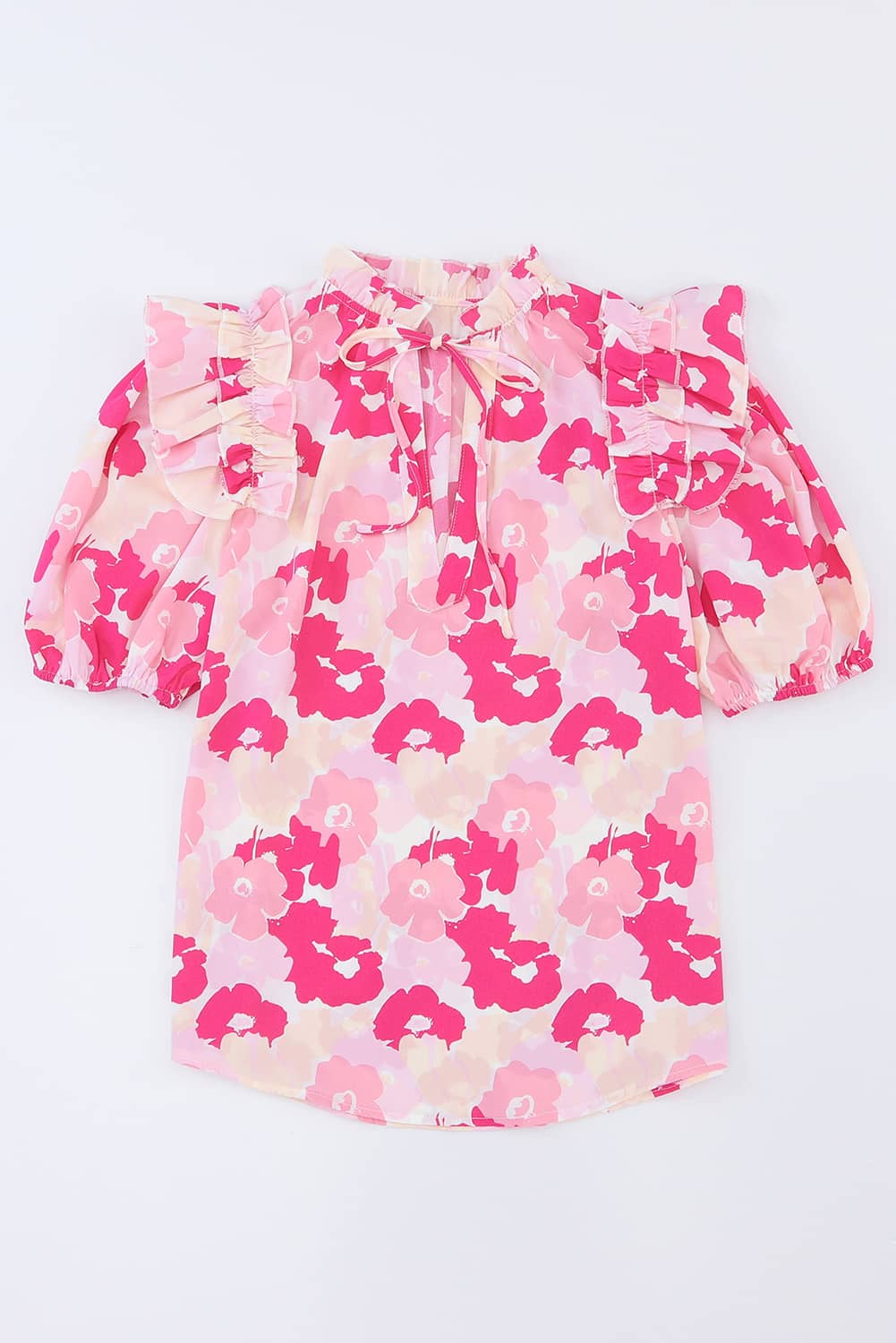 Stylish Floral Ruffle Shoulder Blouse for Women - Perfect for Beach Vacation, Summer Resort Wear & Boho Chic Outfits
