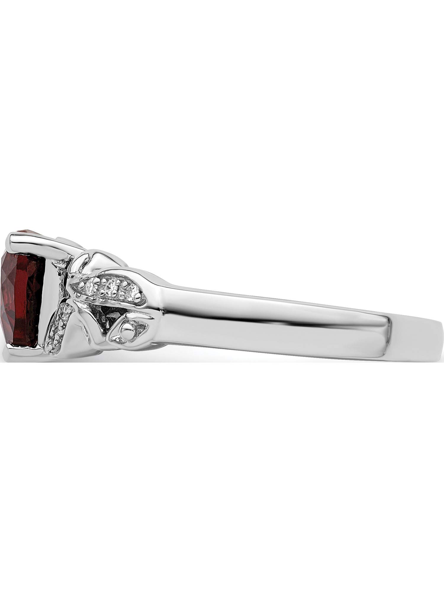 Sterling Silver Rhodium-Plated Diamond & Garnet Ring for Women - Elegant Birthstone Jewelry Gift for Anniversary, Valentine's Day & Special Occasions | Sweet Pea Jewelry Collection