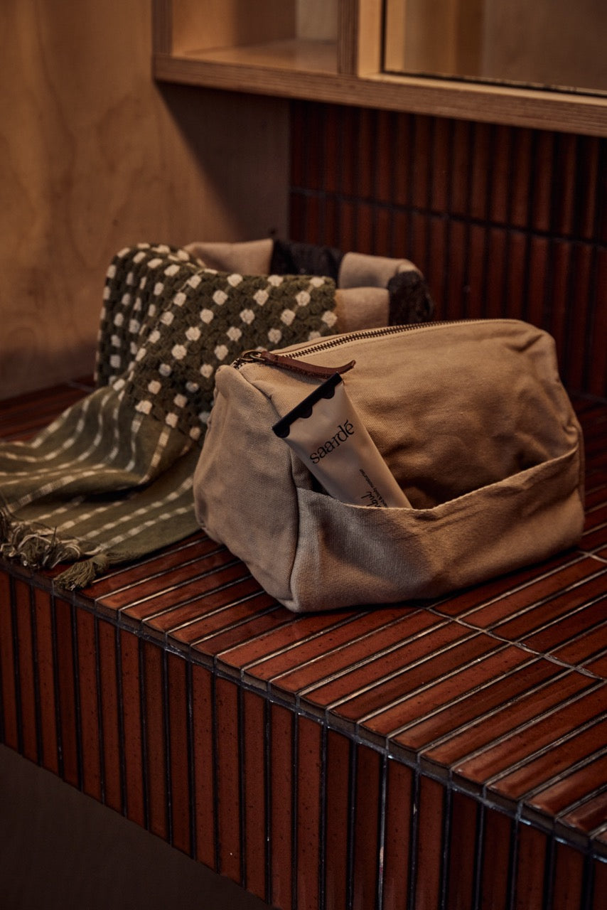 Journey Toiletry Canvas Bag - Waterproof Clay-Colored Travel Cosmetic Organizer for Women & Men | Perfect for Camping, Gym, and Weekend Getaways