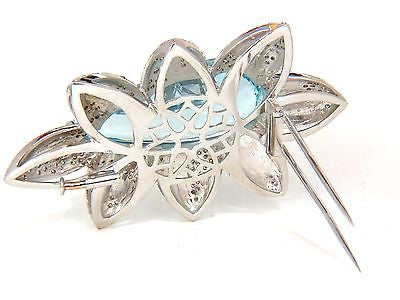 69.37 Carat GIA Certified Natural Aquamarine & Diamond 3D Snowflake Pendant Brooch in 18K Gold - Elegant Jewelry for Weddings, Anniversaries & Special Occasions