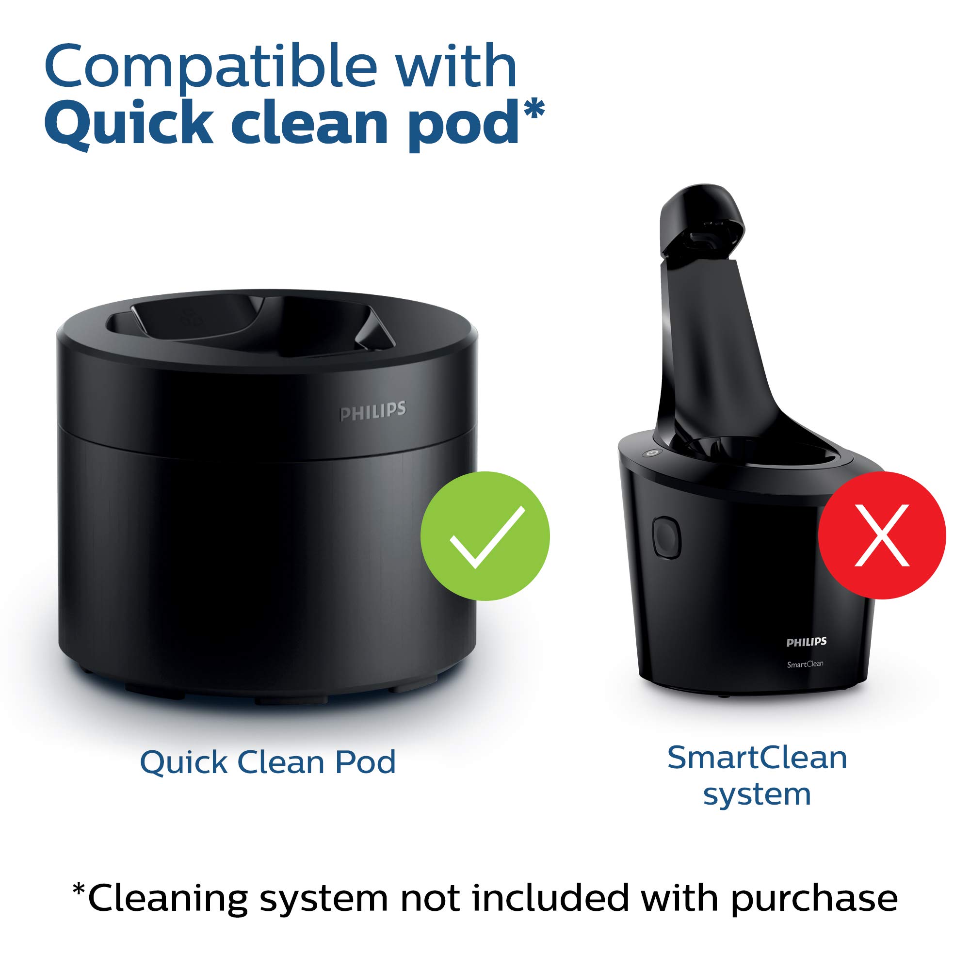 Philips Norelco Shaver 9800 Electric Razor with SmartClean System (Model S9987/85) & 2-Pack Quick Clean Pod Replacement Cartridges (CC12/52) - Wet/Dry Cordless Shaver for Men with Precision Trimmer - Perfect for Travel, Daily Grooming & Sensitive Skin Care