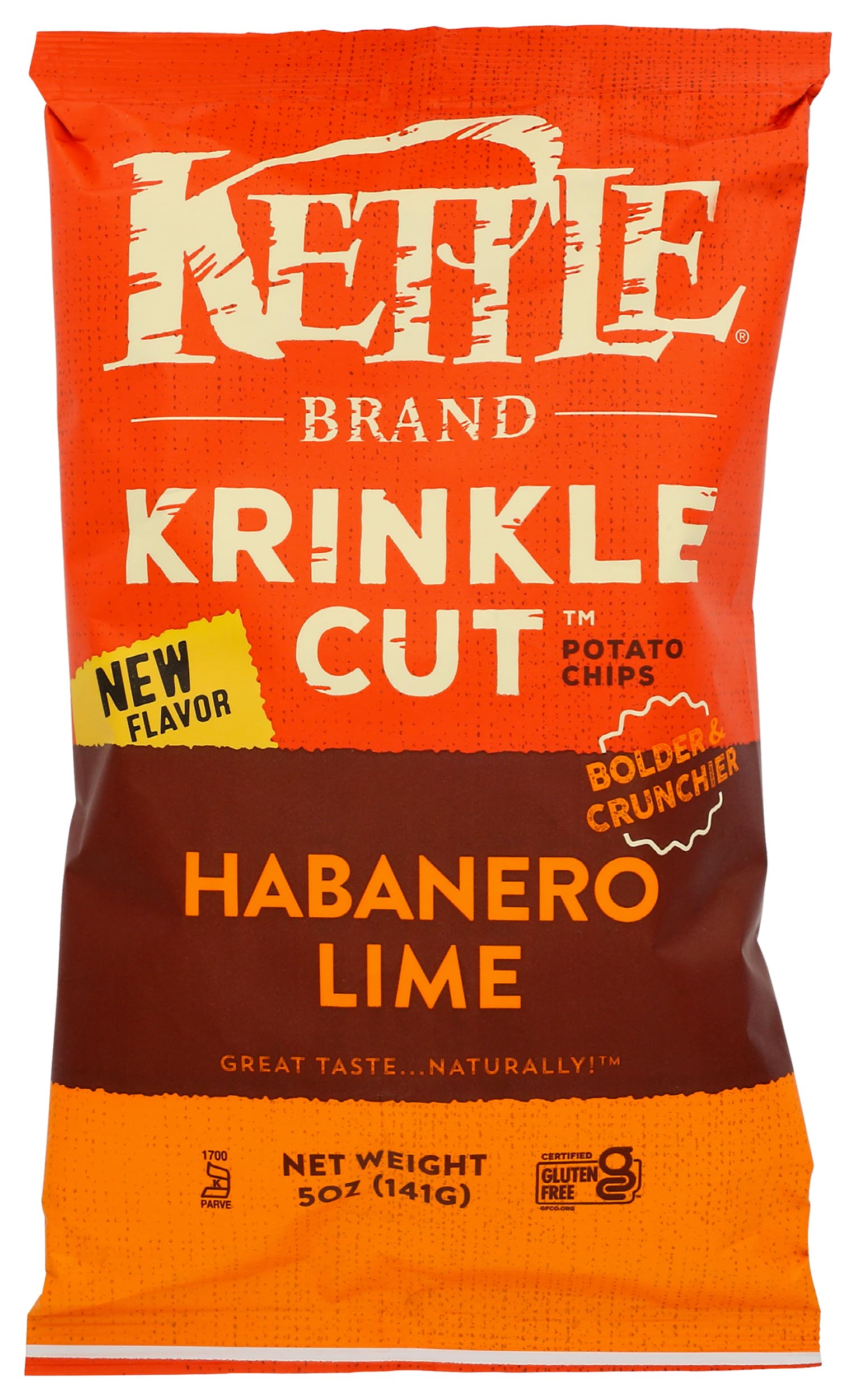 Spicy Habanero Lime Krinkle Cut Kettle Chips - 5oz Bag | Gluten-Free Snacks for Parties, Picnics & Game Nights | Crunchy Kettle-Cooked Potato Chips with Bold Flavor