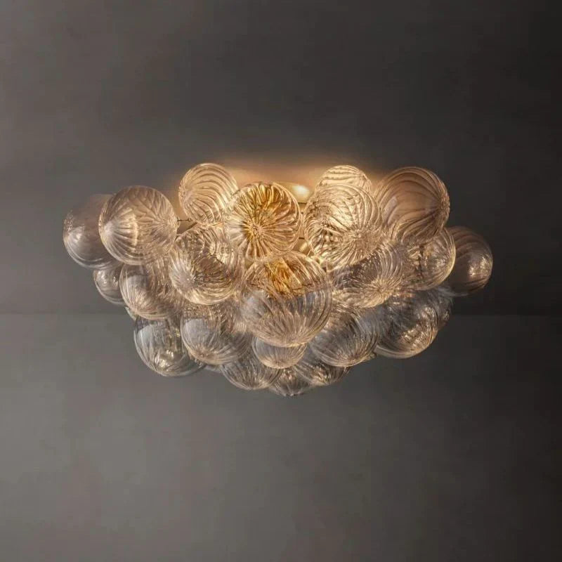Tammy Round Glass Ball Flushmount Ceiling Light Fixture - 25 Inch Modern Crystal Chandelier for Dining Room, Bedroom, Living Room & Hallway Lighting