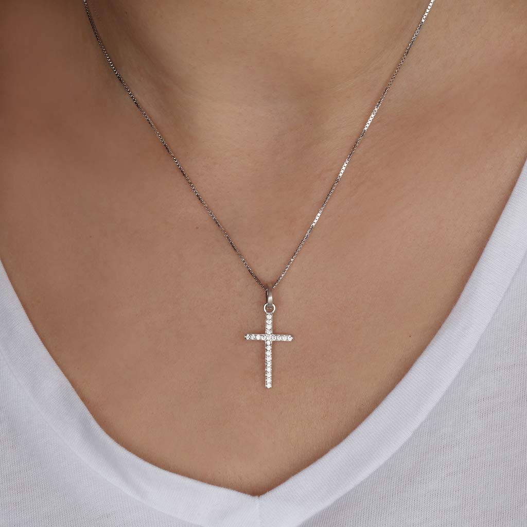 925 Silver Cross Pendant with Swarovski Stones - Handmade Jewelry for Spiritual Blessings