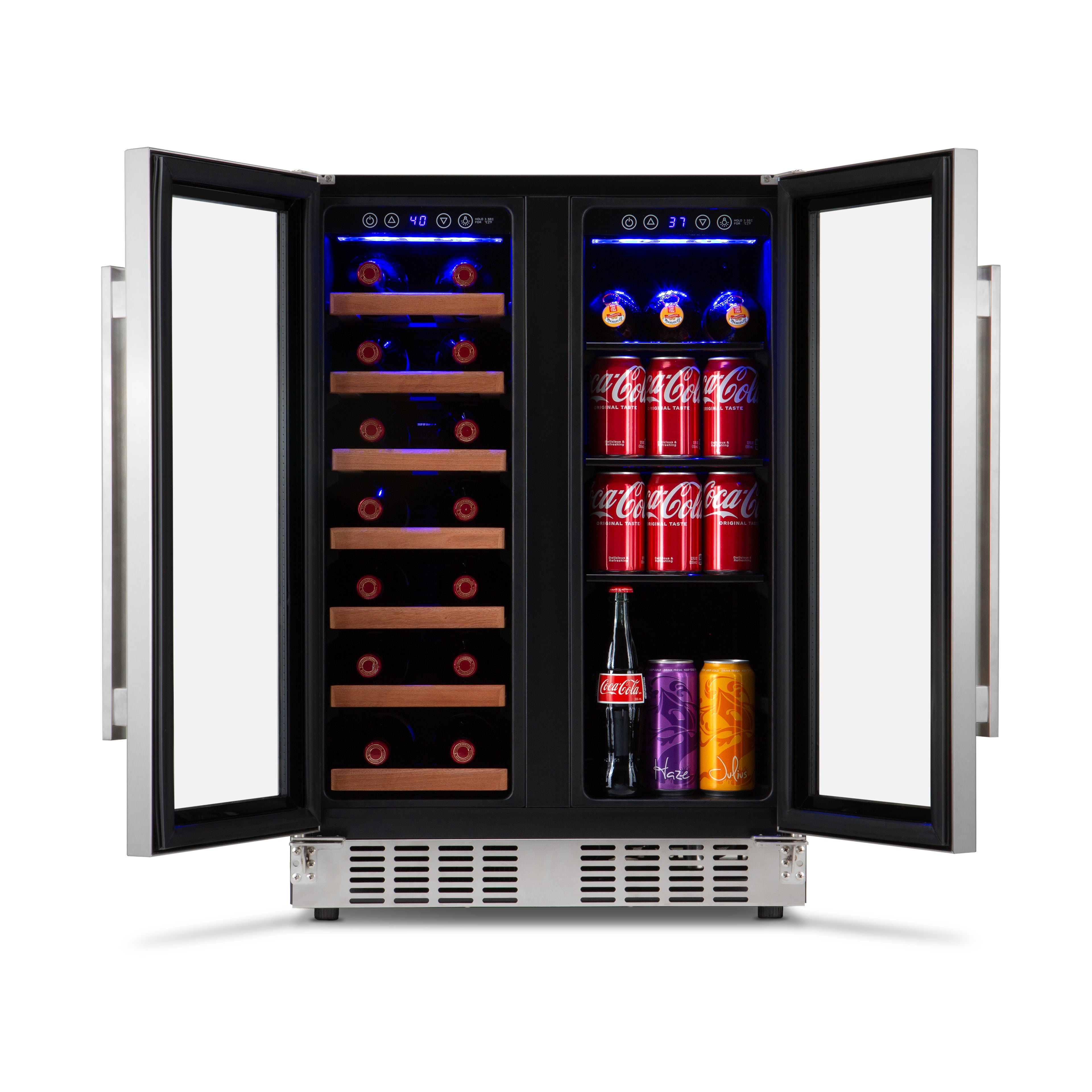 Newair® 24 Inch Dual Zone Wine and Beverage Cooler with French Doors - Perfect for Home Bars, Restaurants, and Wine Cellars