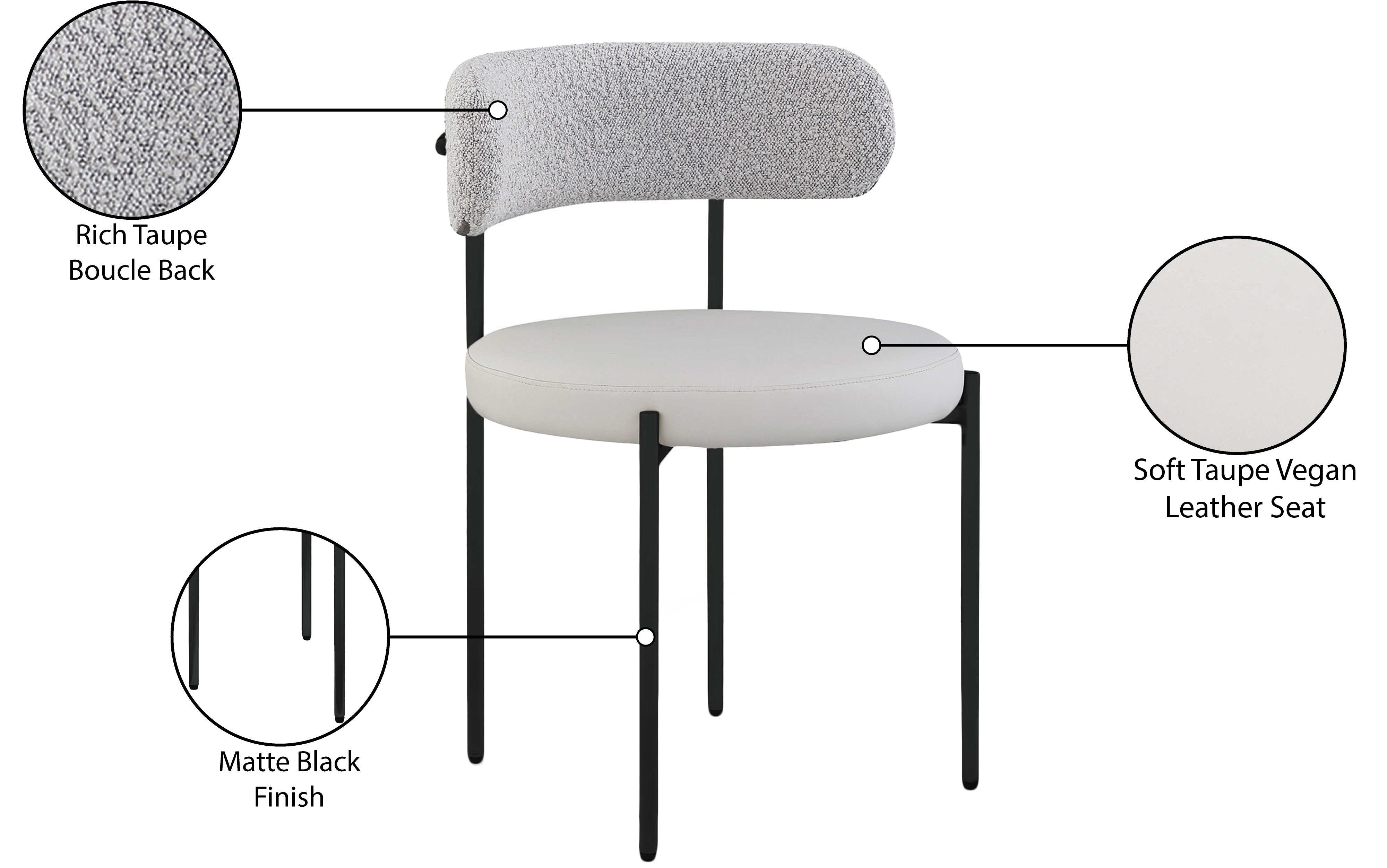 Vegan Leather & Boucle Fabric Dining Chair - Modern Comfort for Home, Office & Restaurant Use