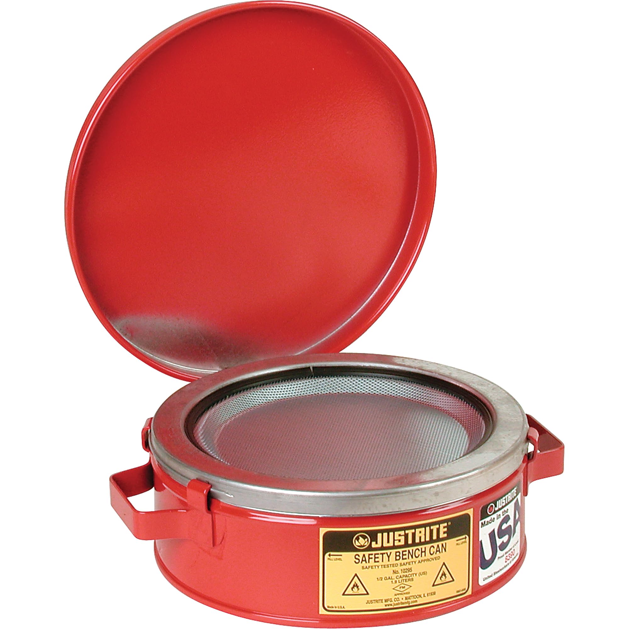2 Gallon Bench Cans with Basket - Heavy Duty Metal Paint Bucket for Artists & Contractors - Perfect for Paint Storage, Brushes, and Tools in Workshops & Studios