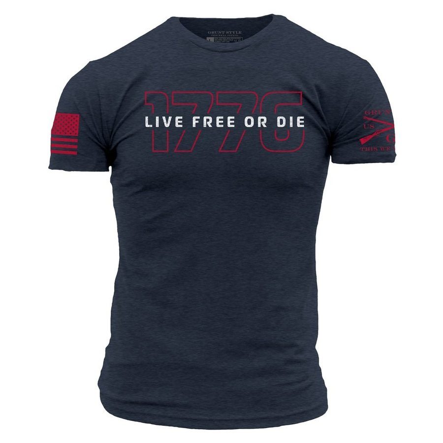 Live Free Or Die '76 Vintage T-Shirt - Midnight Navy - Retro Patriotic Tee for Men & Women - Perfect for 4th of July, Independence Day & Casual Wear
