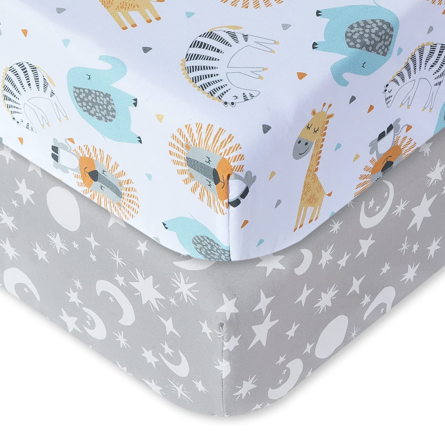 Bimocosy 2 Pack Fitted Crib Sheets for Boys & Girls - 28